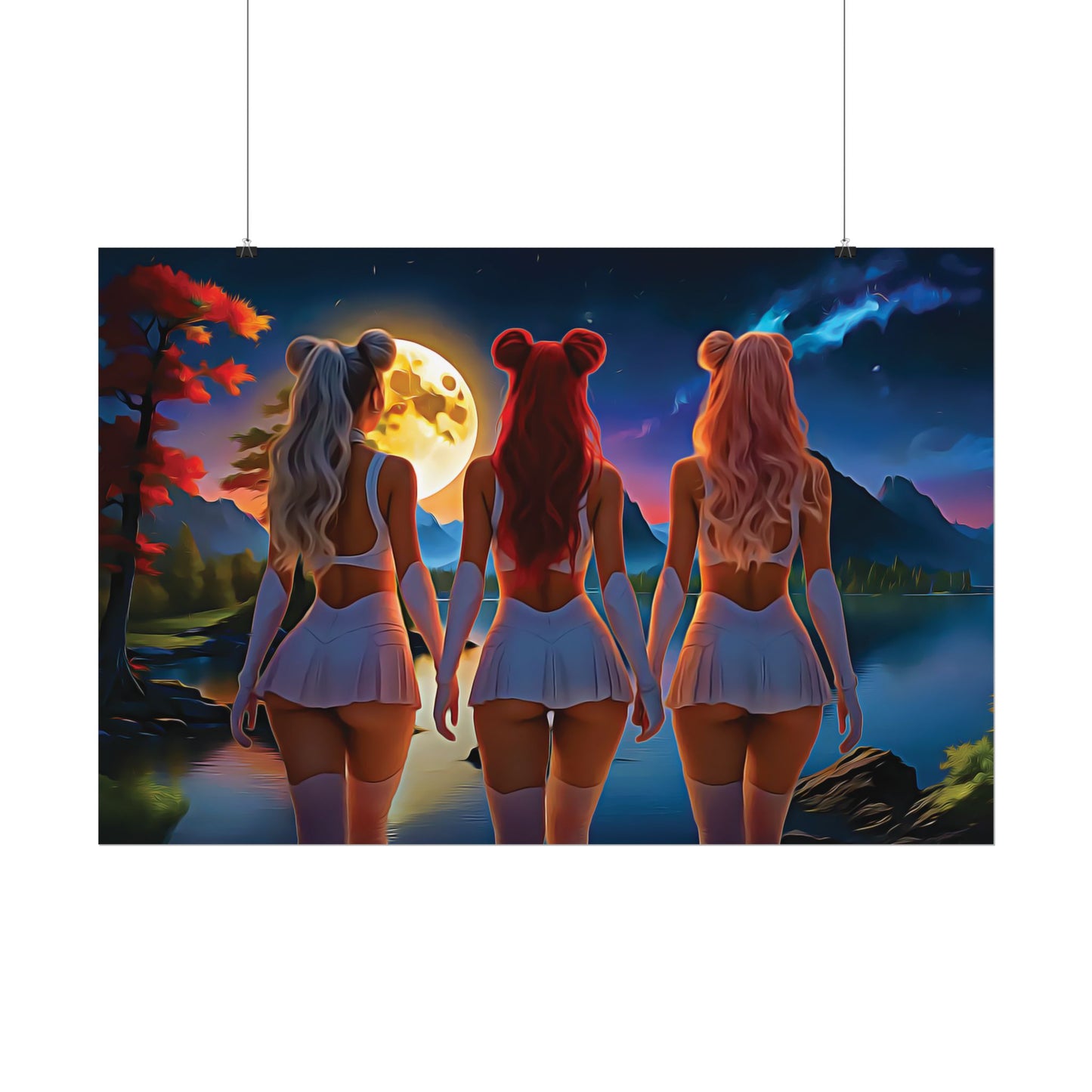 π Moon Sisters: Unity in Light, Magic in Motion - Vibrant Art Rolled Posters, Aesthetic Wall Decor, Anime Inspired Art, Unique Gift, Home Decor, Bedroom Wall Art, Feminine Aesthetic