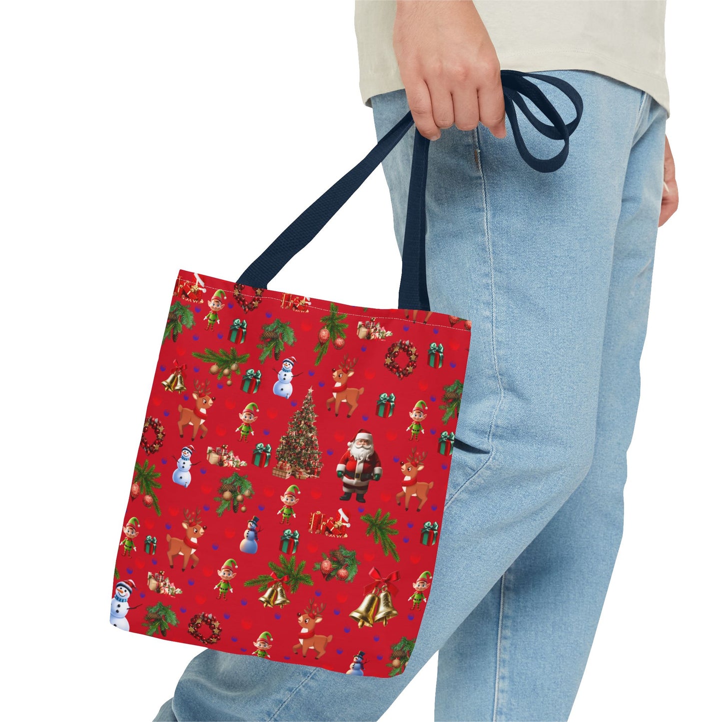 Festive Holiday Tote Bag - Santa, Snowman & Christmas Design