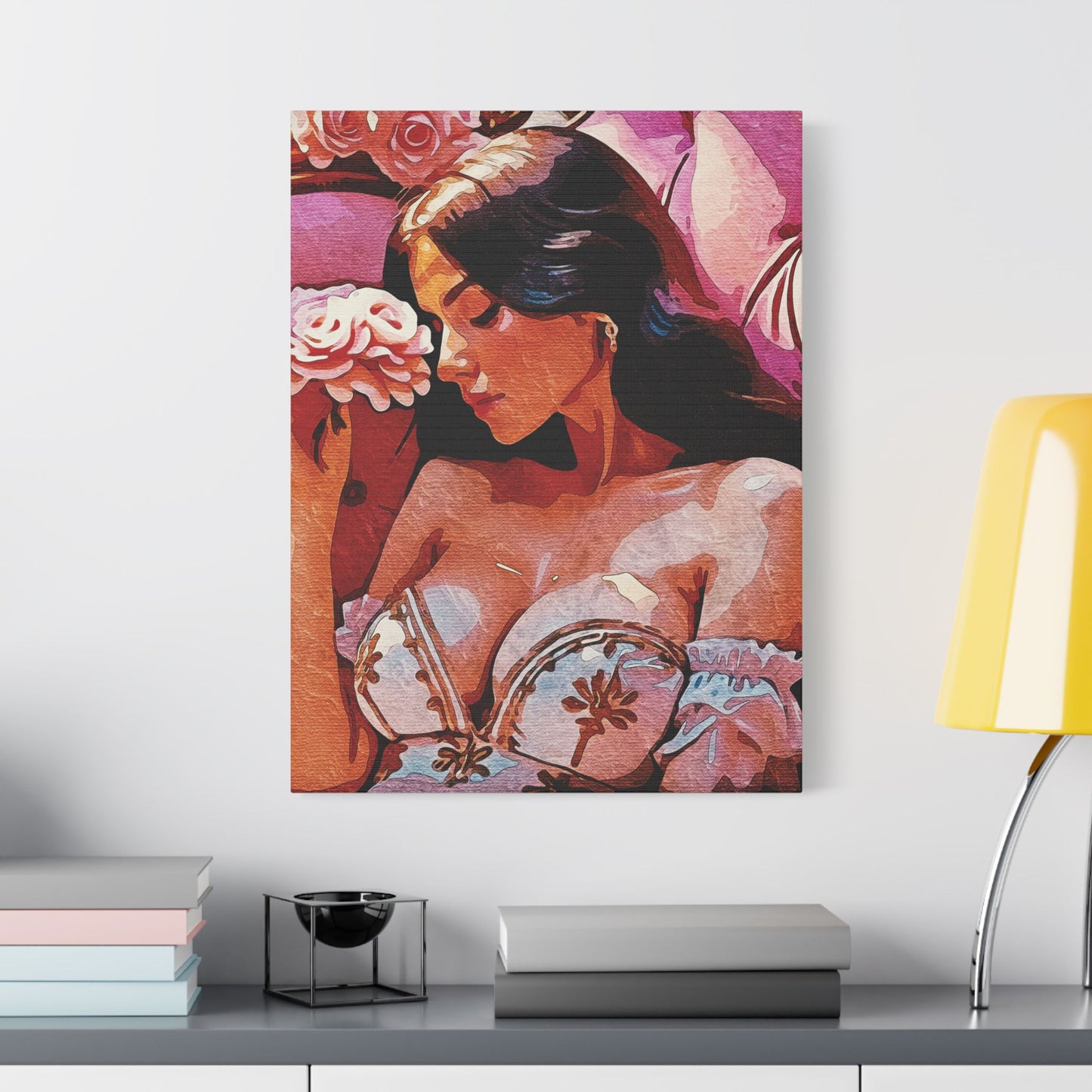 "Rose Garden Dreams: Vintage Beauty Blooming in Warm Sunset Hues and Timeless Romance" - Satin Canvas, Stretched