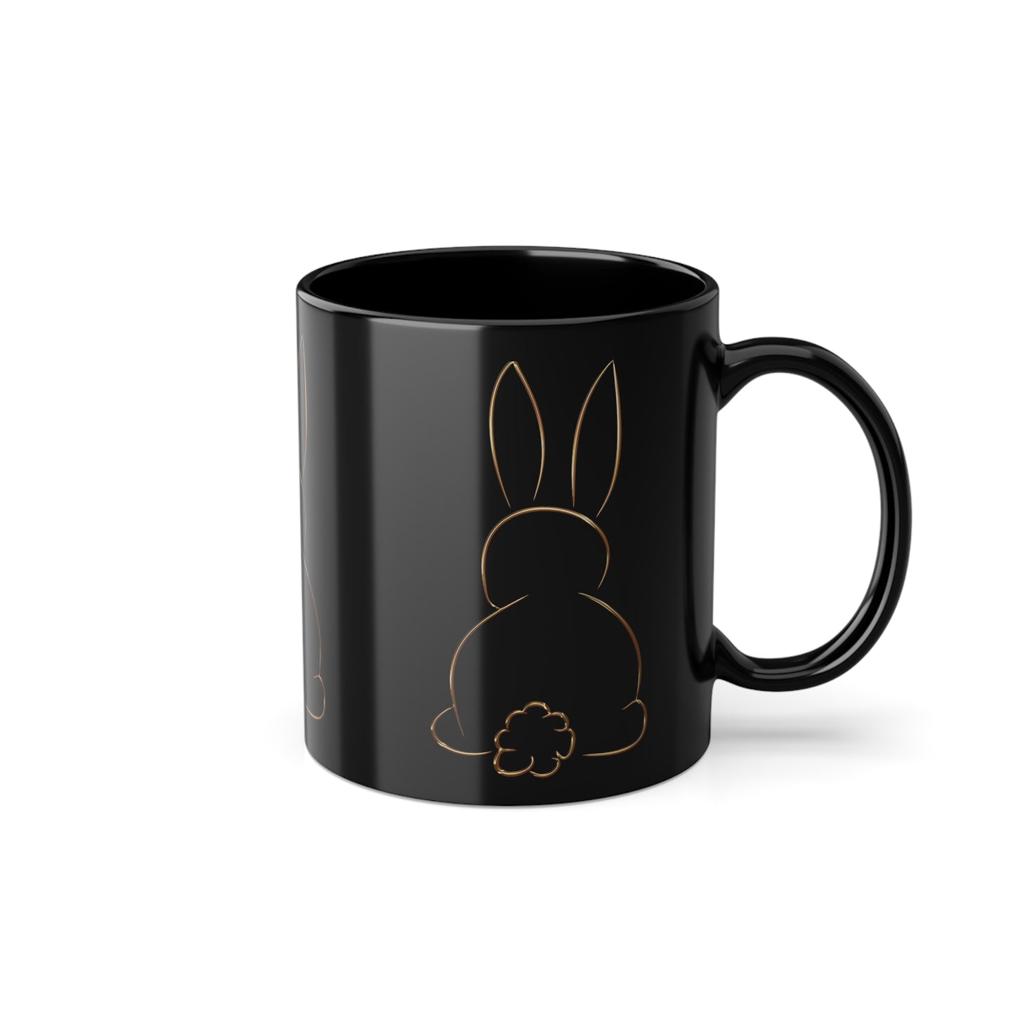 Elegant Black Golden Bunny Coffee Cup | 11oz - Perfect for Bunny Lovers & Easter Gifts