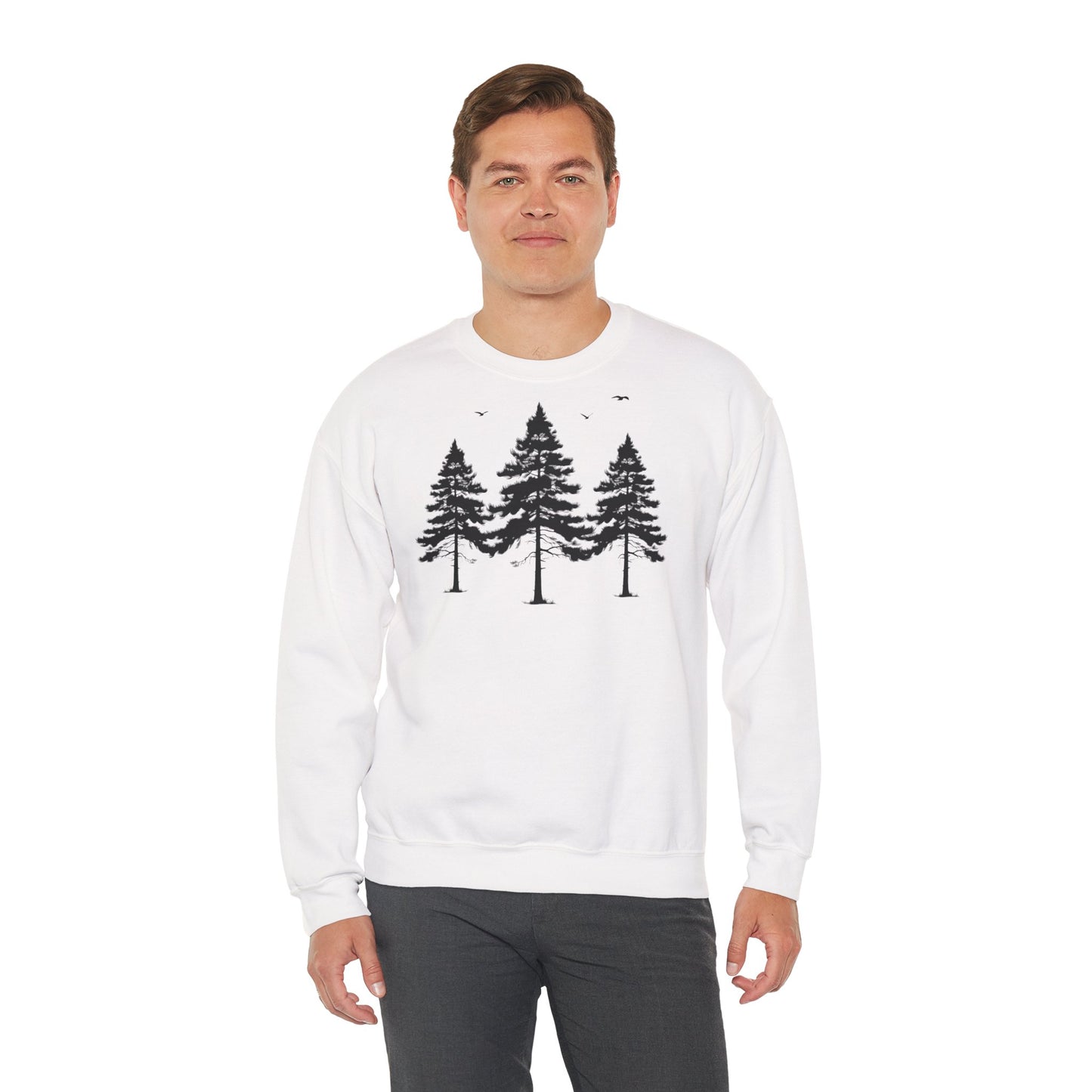 Unisex Heavy Blend™ Crewneck Sweatshirt - Nature-Inspired Pine Trees Design