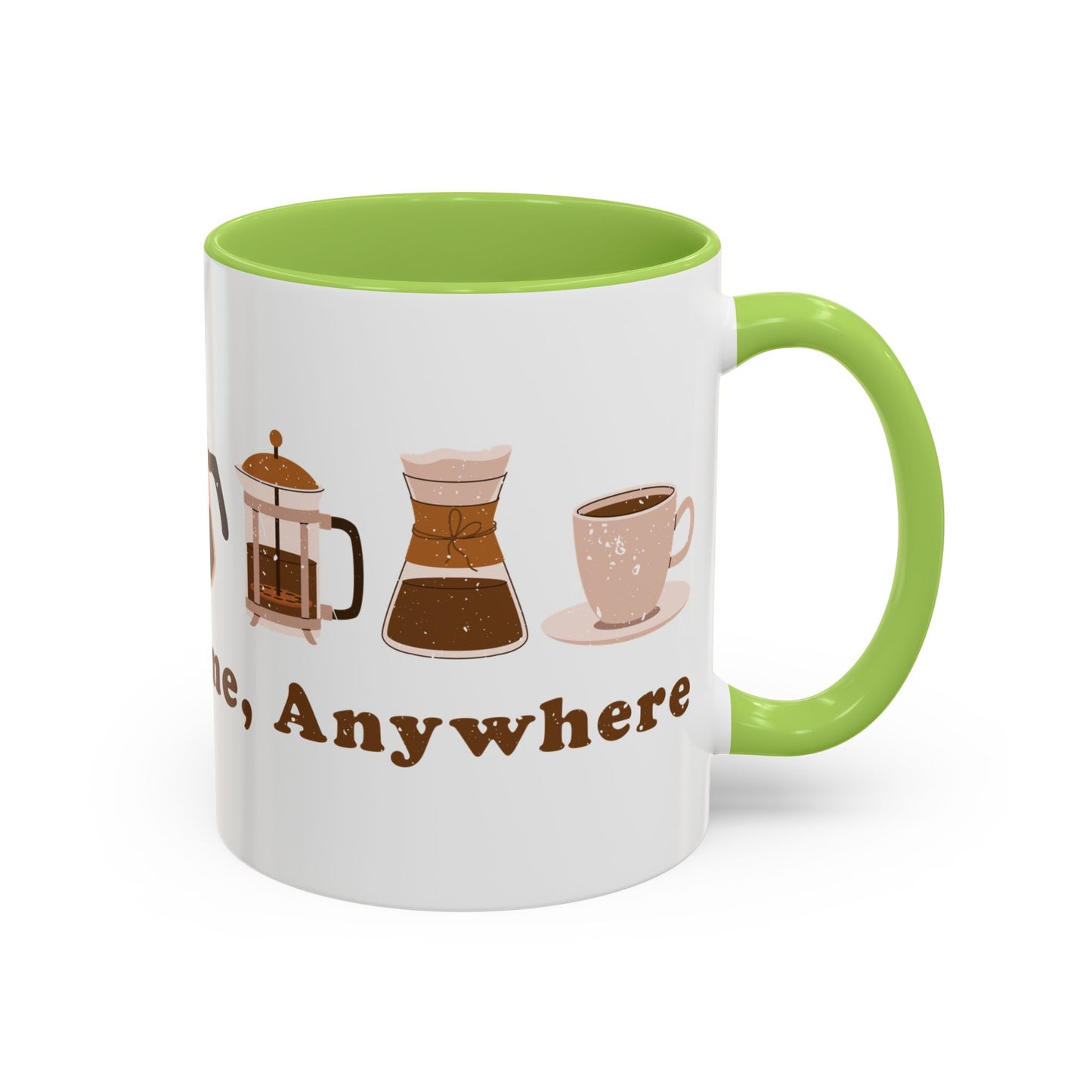 Mug - Coffee Anytime, Anywhere - Retro, vintage Accent Coffee Mug (11oz)