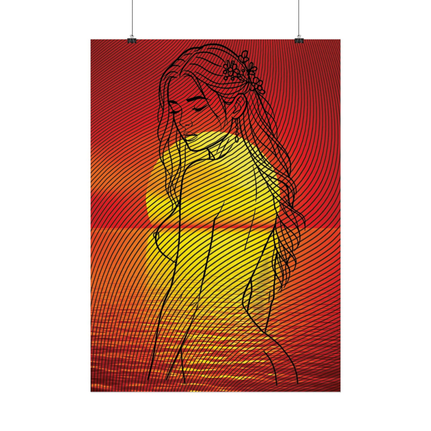Sunset Silhouette Art Poster | Wall Décor, Living Room Art, Modern Home Decor, Bedroom Wall Art, Gift Idea