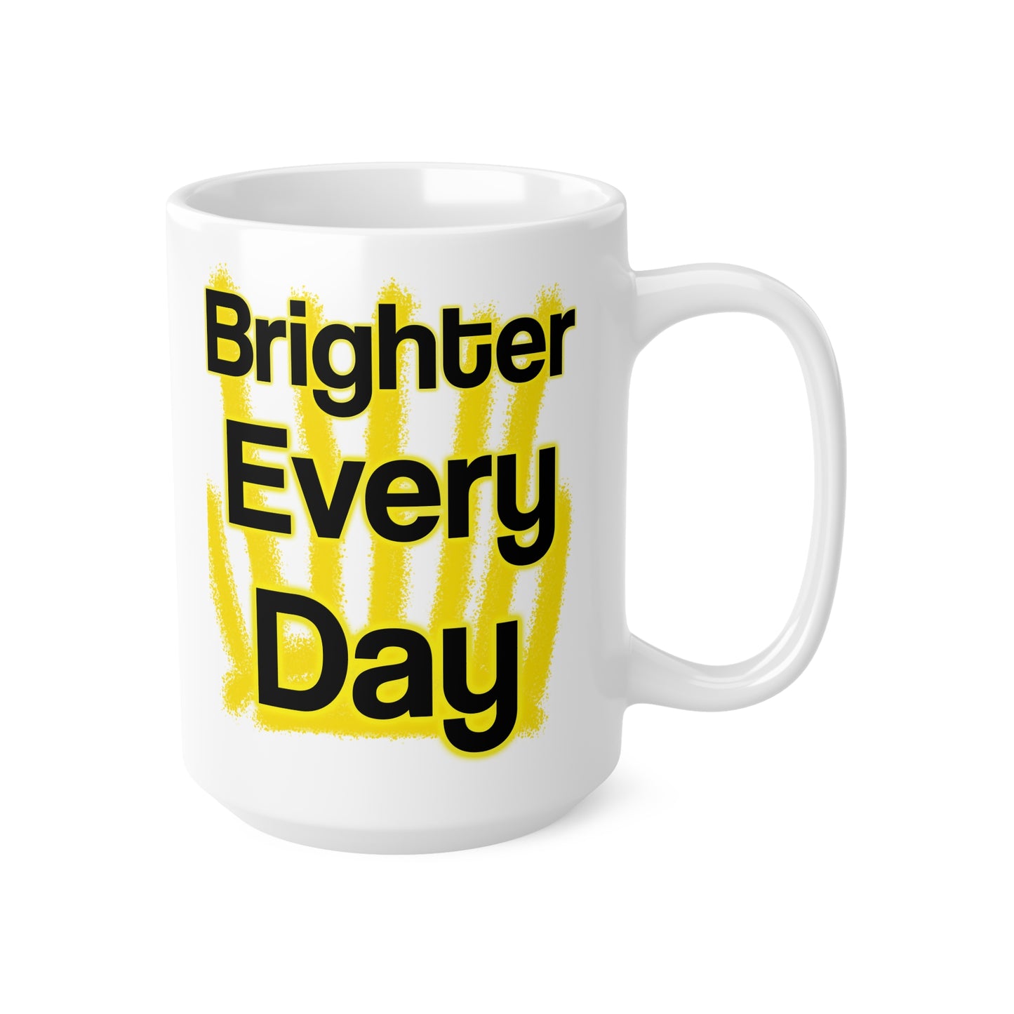 Brighter Every Day – Wear Hope in Bold Yellow Brushstrokes ☀️✨ - Brighter Every Day Coffee Mug, Inspirational Cup for Home or Office, Motivational Gift, Perfect for Coworkers and Friends