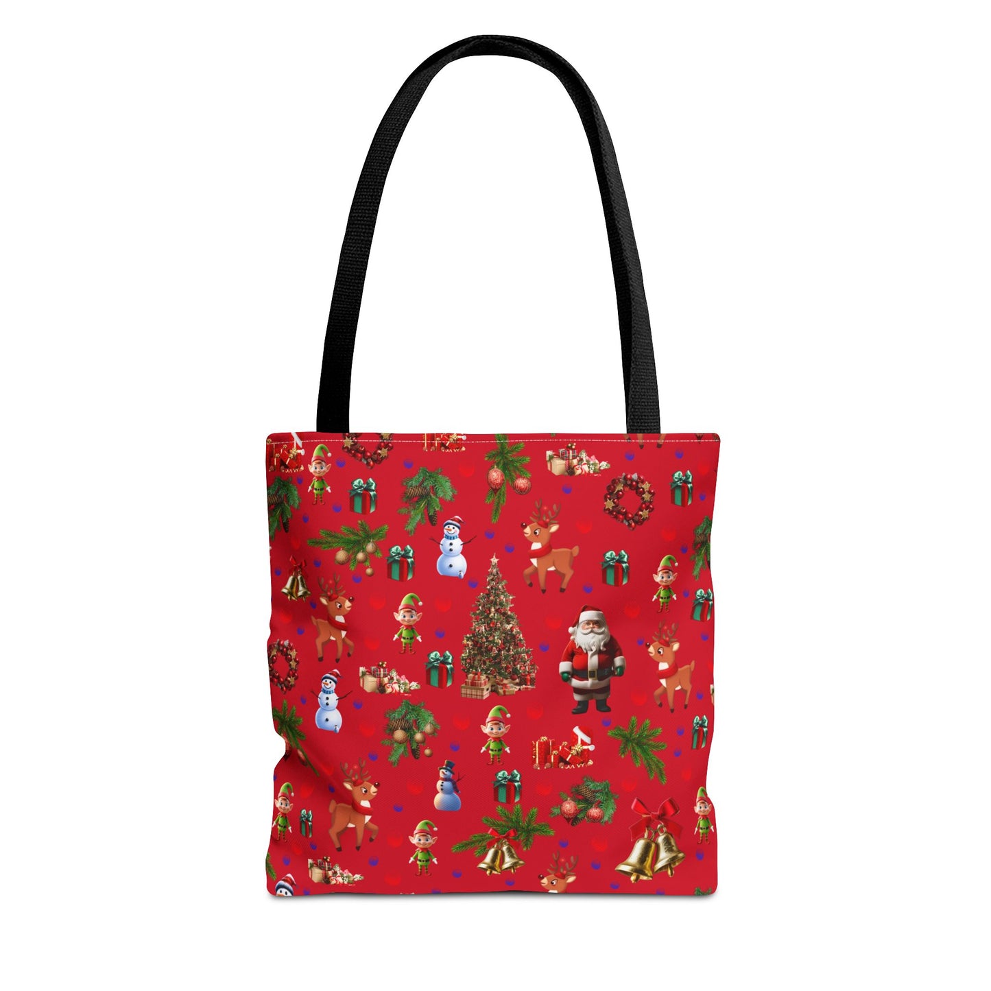 Festive Holiday Tote Bag - Santa, Snowman & Christmas Design