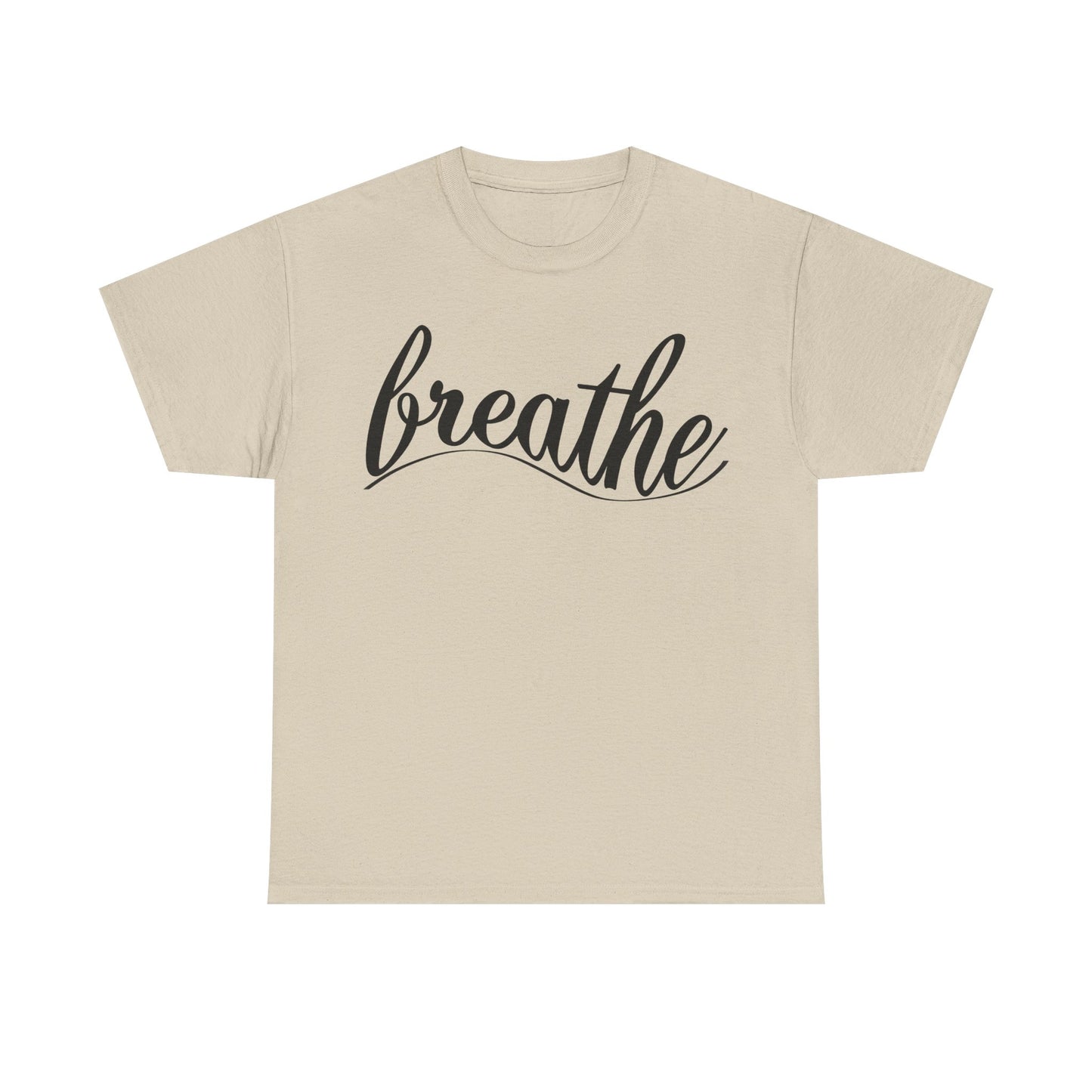 Unisex Heavy Cotton Tee - 'Breathe' Motivational Relaxation Shirt