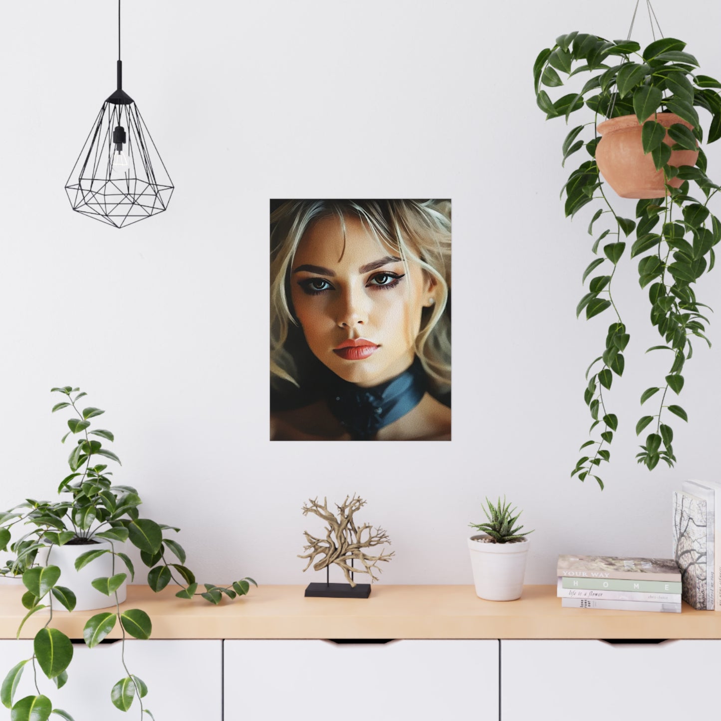 'Golden Whispers' – Flowing Hair Elegance for Inspired Spaces - Chic Matte Posters, Trendy Wall Art, Elegant Decor, Modern Home Design, Art for Living Room, Fashion-Inspired Artwork