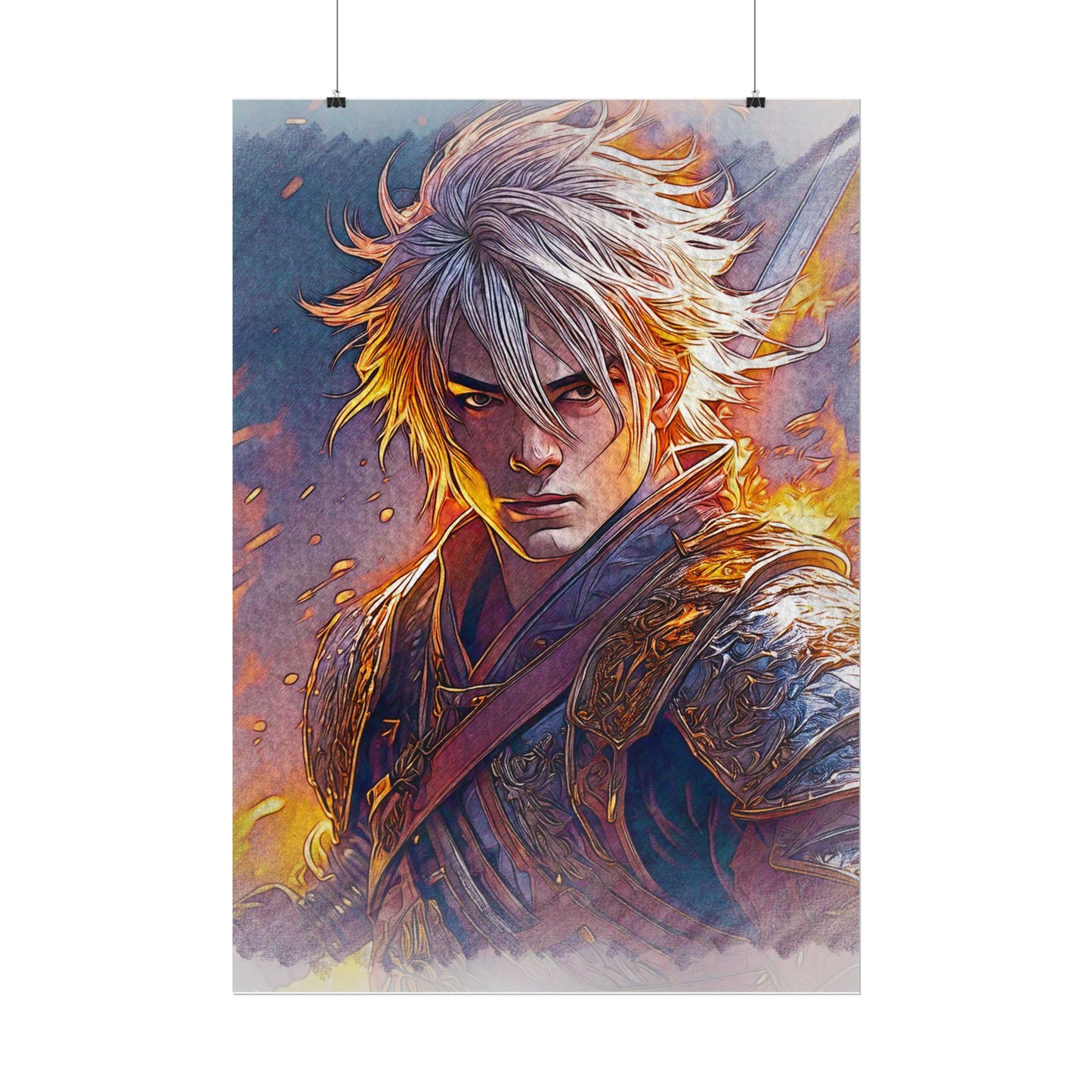 Epic Warrior Art Rolled Poster - Bold Fantasy Decor for Gamers & Anime Fans