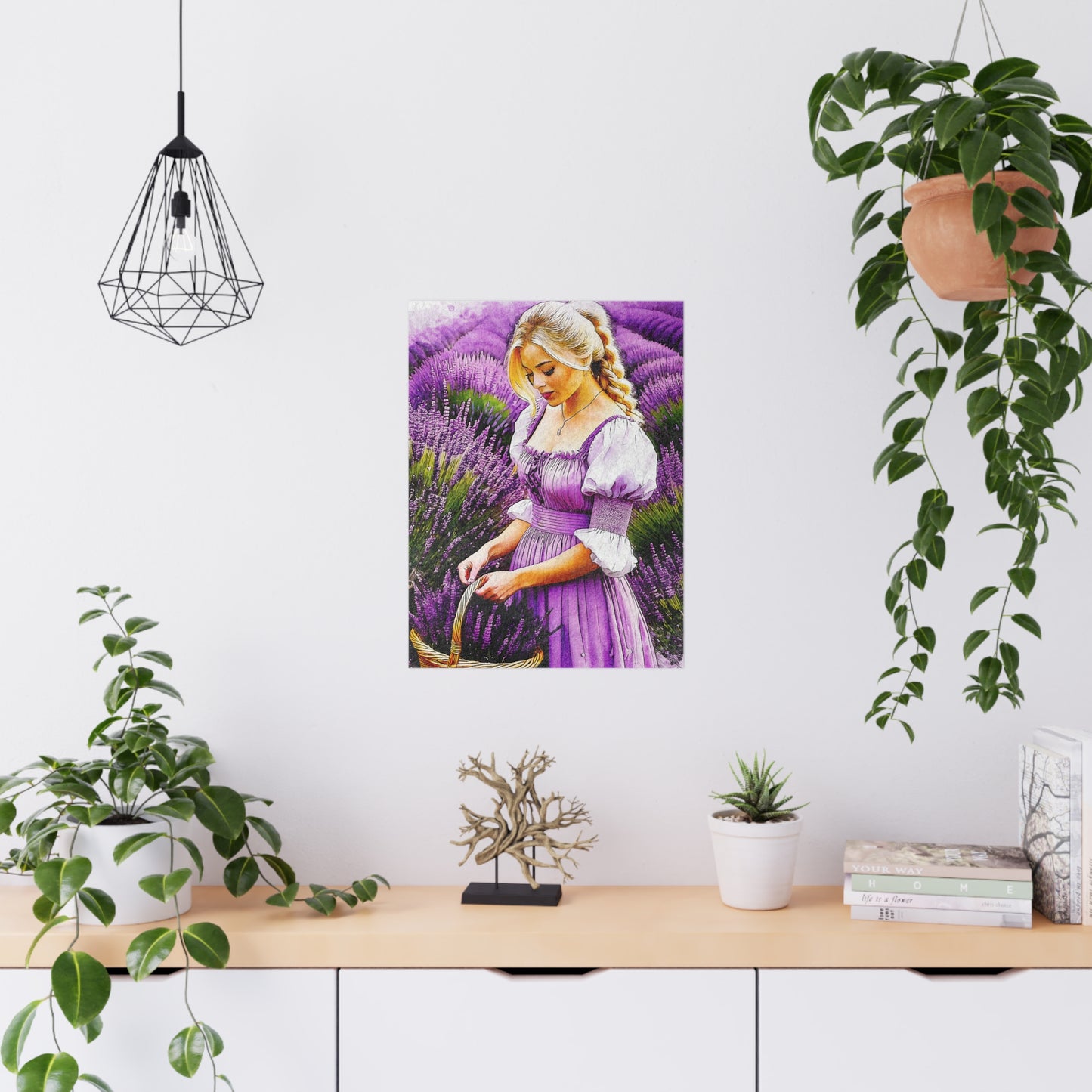 Lavender Field Matte Poster, Wall Art Decor, Feminine Art Print, Home Aesthetic, Gift for Her, Floral Wall Decor