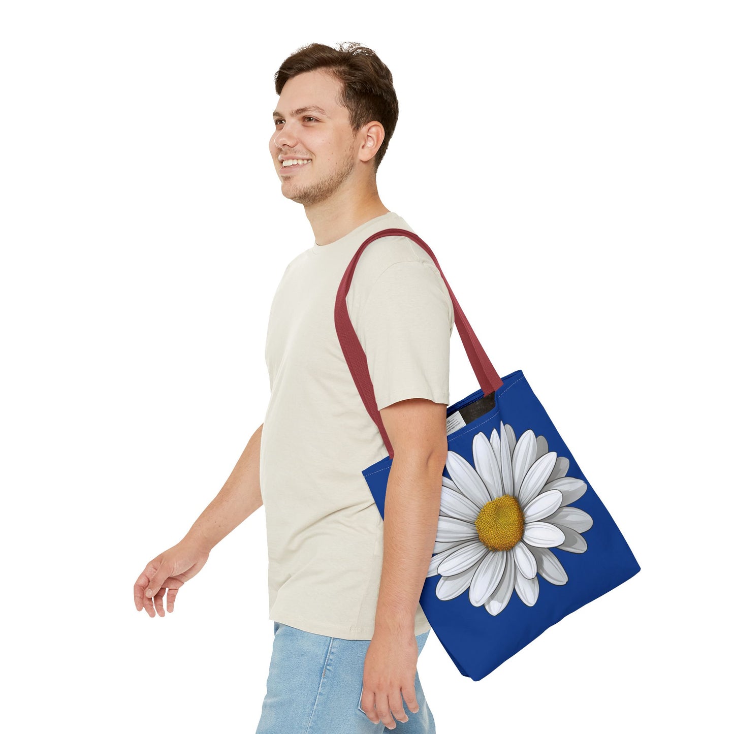 Daisy Tote Bag - White Floral Design Summer Fashion Accessory