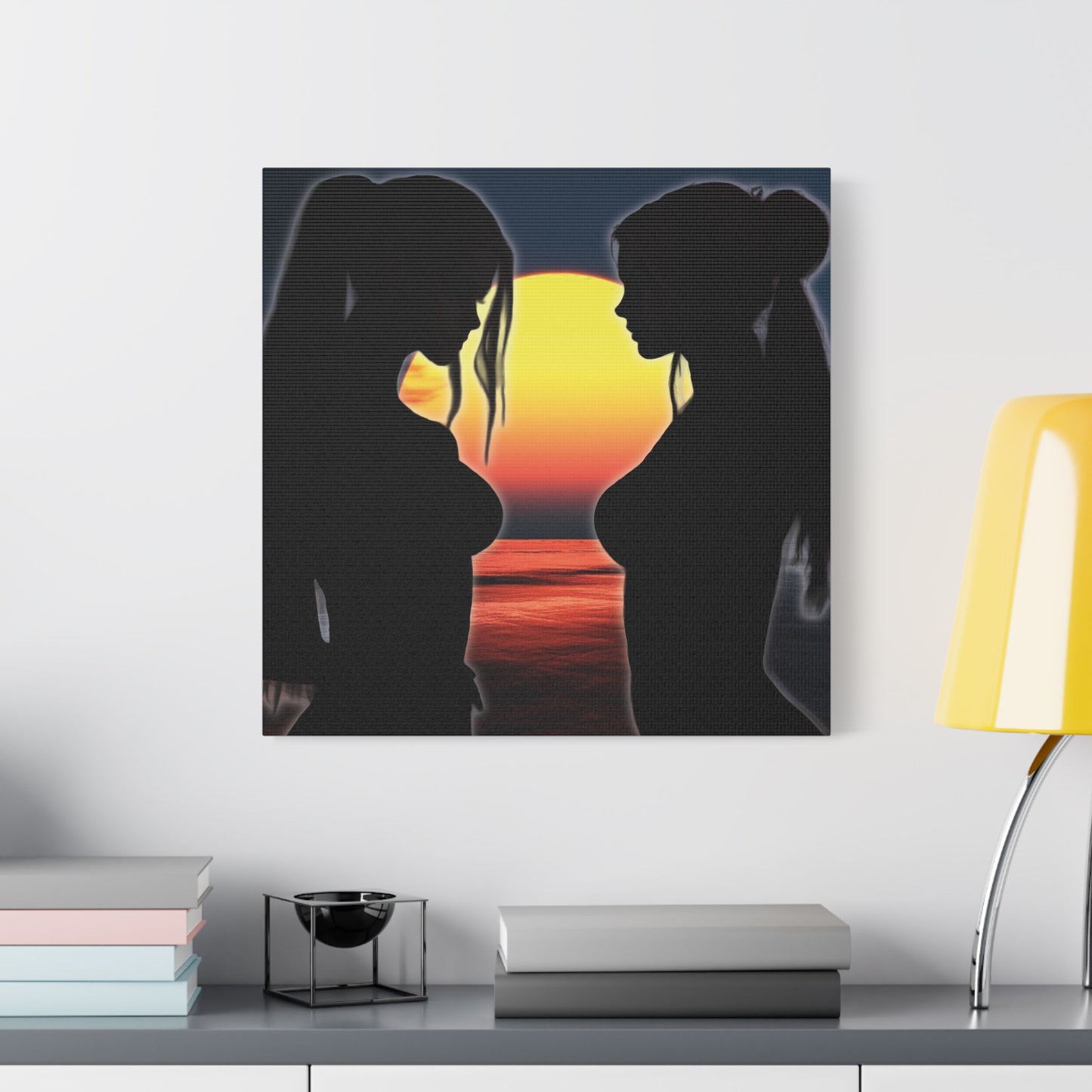 Sunset Silhouettes – Reflective Moments in Ocean Light - Canvas Art, Modern Wall Decor, Home Aesthetic, Gift for Her, Living Room Wall Art, Inspirational Art