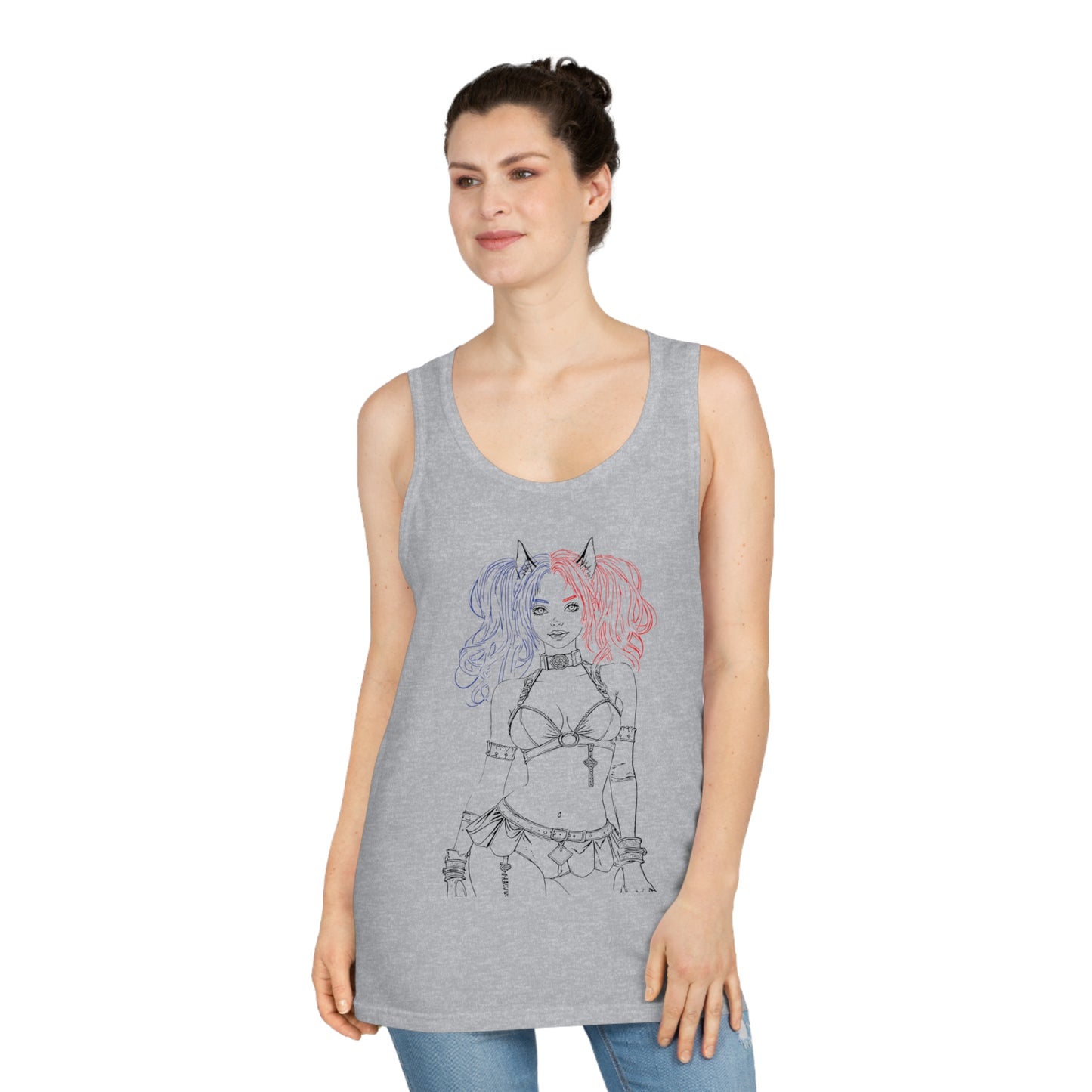 Anime style Graphic Tank Top with Unique Manga, Kawaii, Cosplay Design, Summer Outfit, Festival Wear, Alternative Fashion, Casual Streetwear