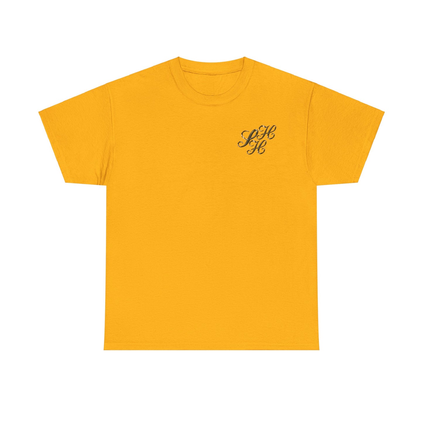 Unisex Tee - Golden Scandi Home Heaven Logo - Decorative Design