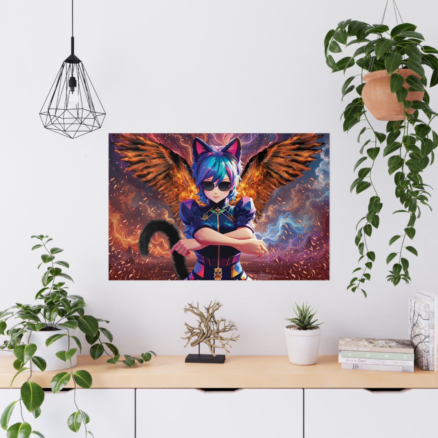 Poster Print: Celestial Firestarter - Frost & Flame Fantasy Art