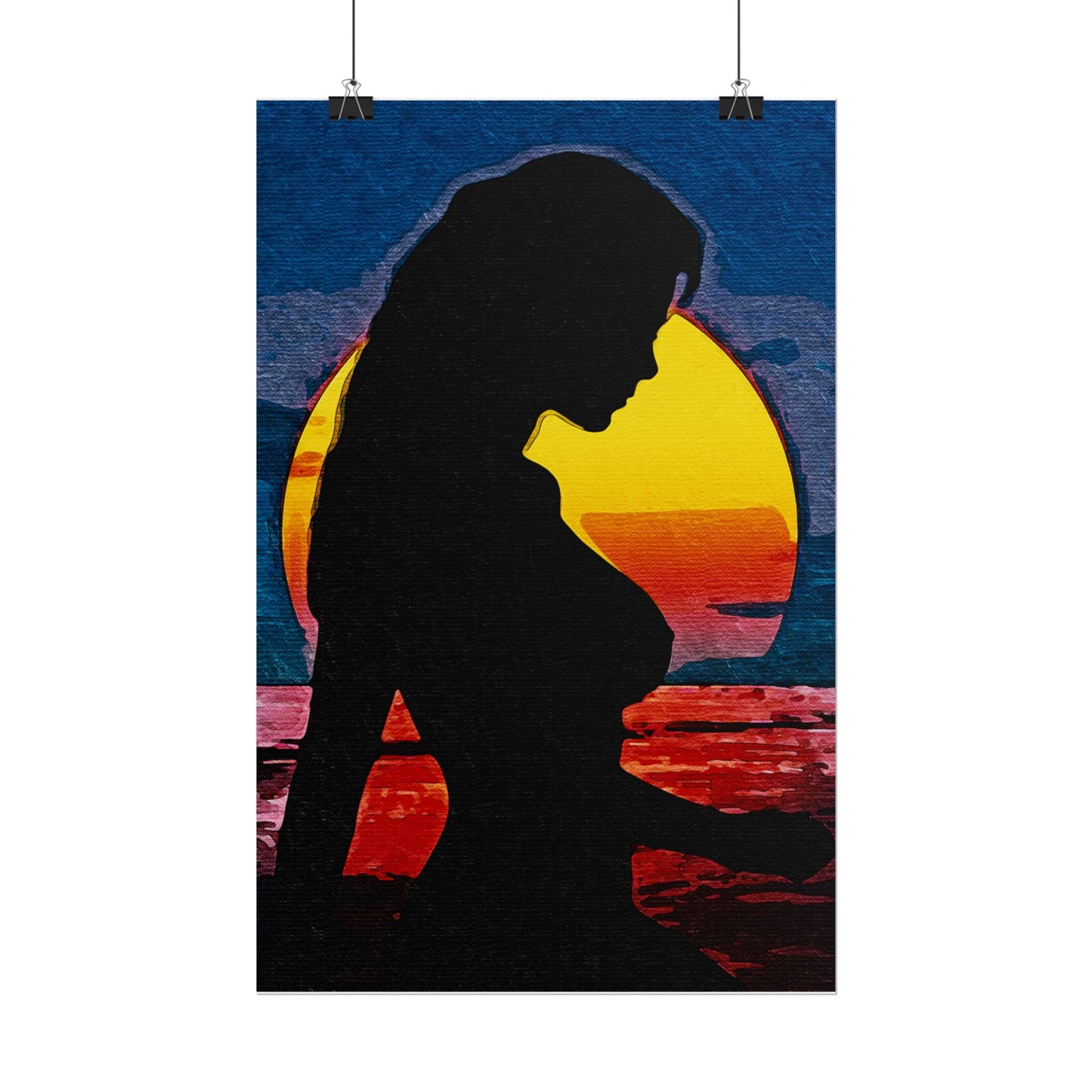 Radiant Horizons: Empowering Silhouette by Sunset – Embrace Inner Strength and Inspiring Beauty - Vibrant Beach Sunset Rolled Poster, Living Room Decor, Nautical Art, Home Aesthetic, Gift for Beach Lovers, Boho Wall Art