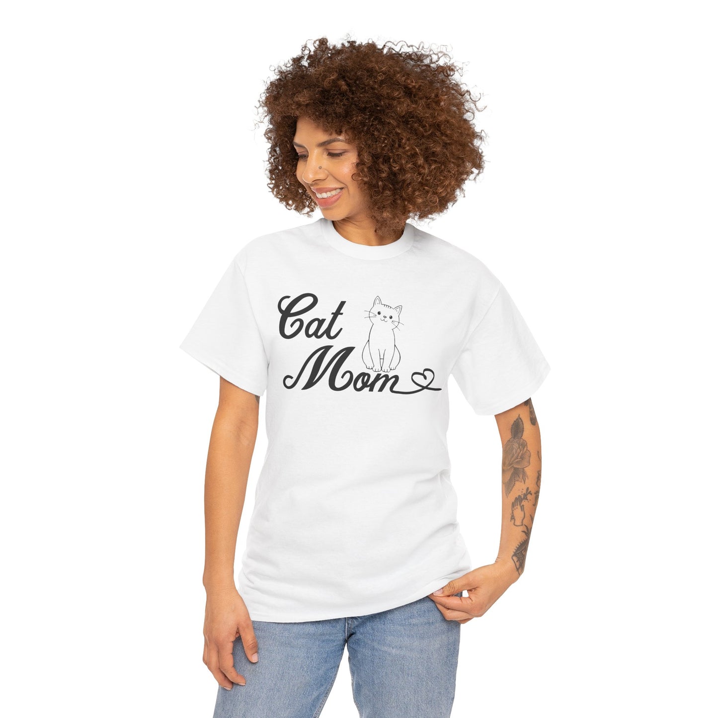 Cat Mom Unisex Heavy Cotton Tee - Perfect Gift for Cat Lovers