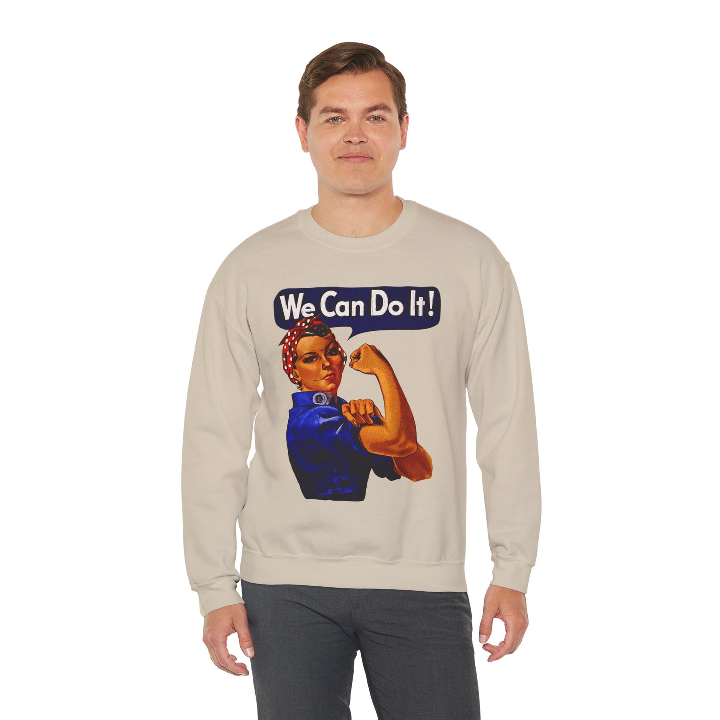 Empowerment Pop Art | Bold "We Can Do It" T-Shirts, Sweatshirts, Mugs & Wall Art for Inspiration - Empowering Rosie Crewneck Sweatshirt | Motivational Gift, Casual Wear, Feminism, Women’s Apparel, Inspirational Fashion