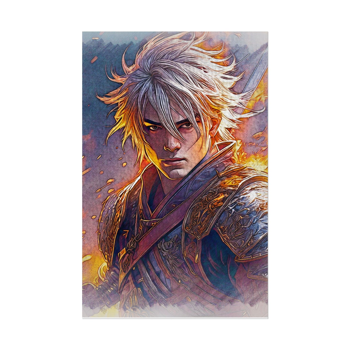 Epic Warrior Art Rolled Poster - Bold Fantasy Decor for Gamers & Anime Fans