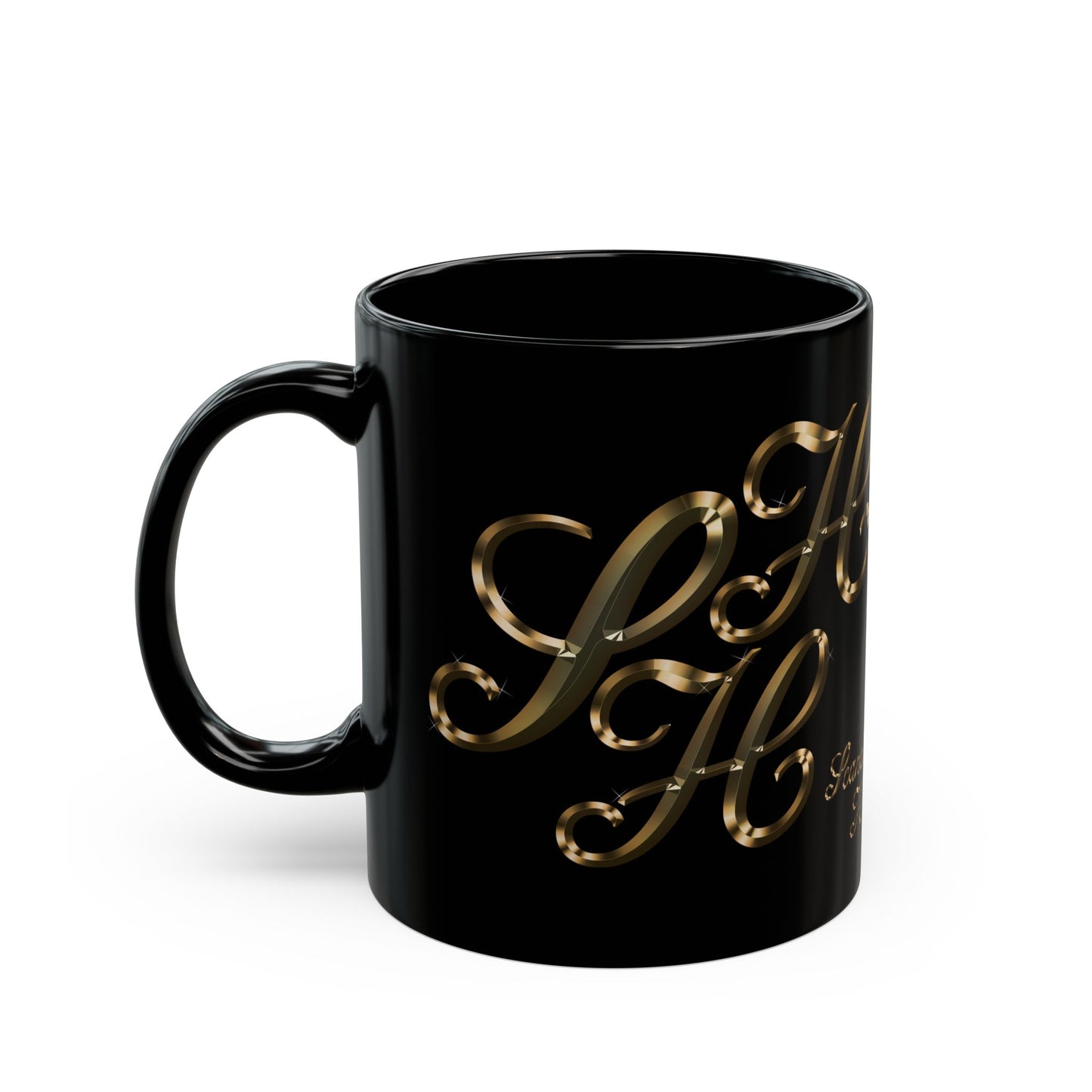 Mug Golden Color Scandi Home Heaven Designer Label Black 11oz 15oz