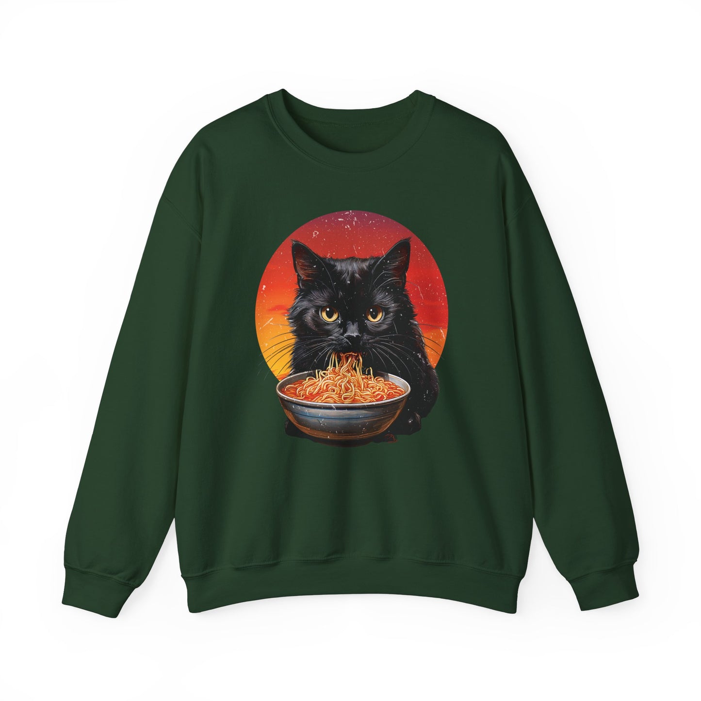 Ramen Cat - Cozy Cat Lover's Crewneck Sweatshirt - Purrfect for Foodies