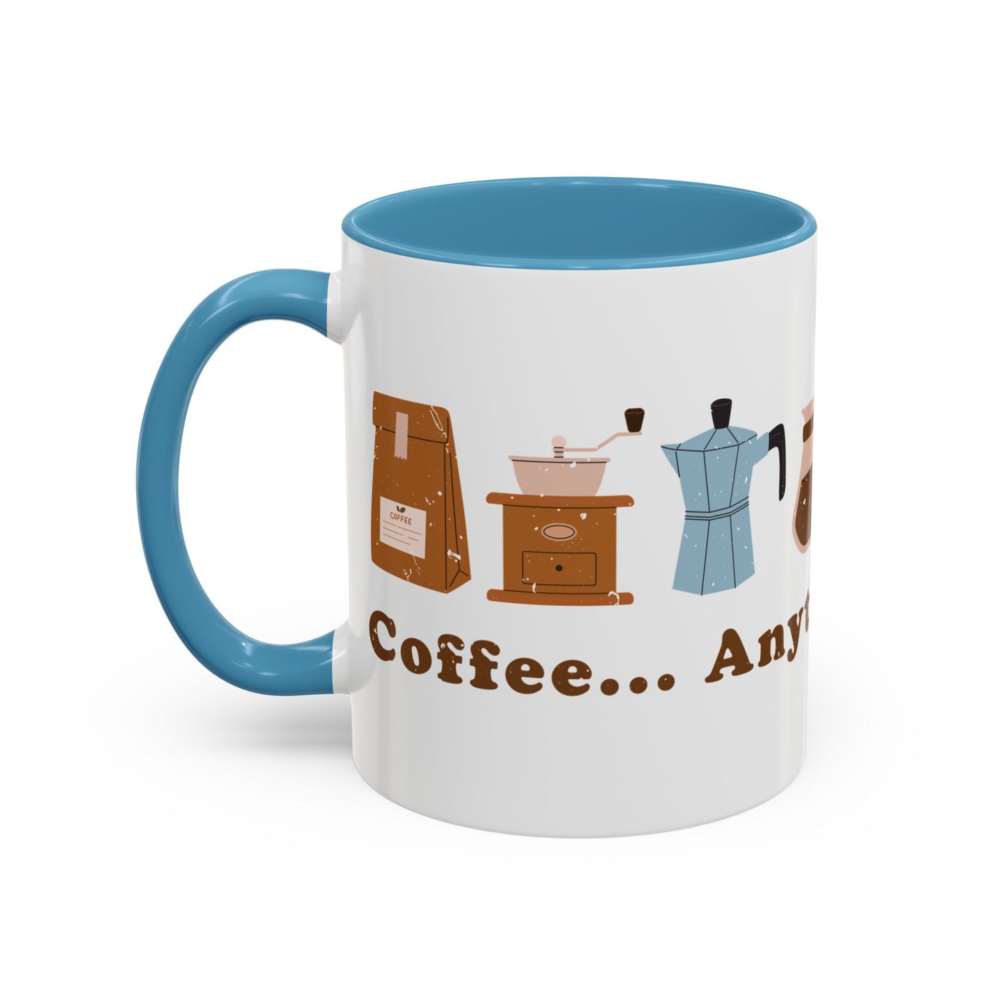 Mug - Coffee Anytime, Anywhere - Retro, vintage Accent Coffee Mug (11oz)