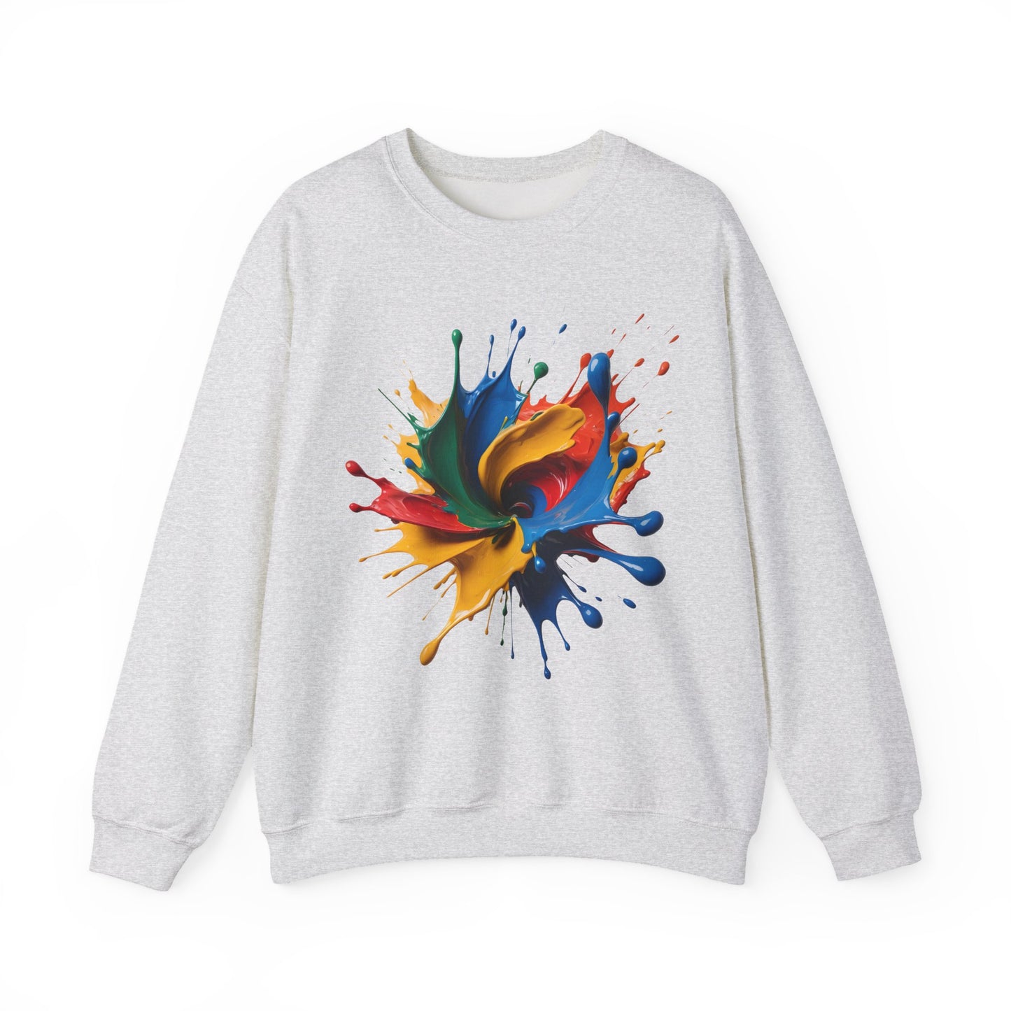 "Oops!" Color Splash Energy – Wear the Art, Feel the Vibe - Vibrant Splash Crewneck Sweatshirt - Cozy Artwear, Ideal for Gift Giving, Art Lovers, Casual Style, Unisex Apparel