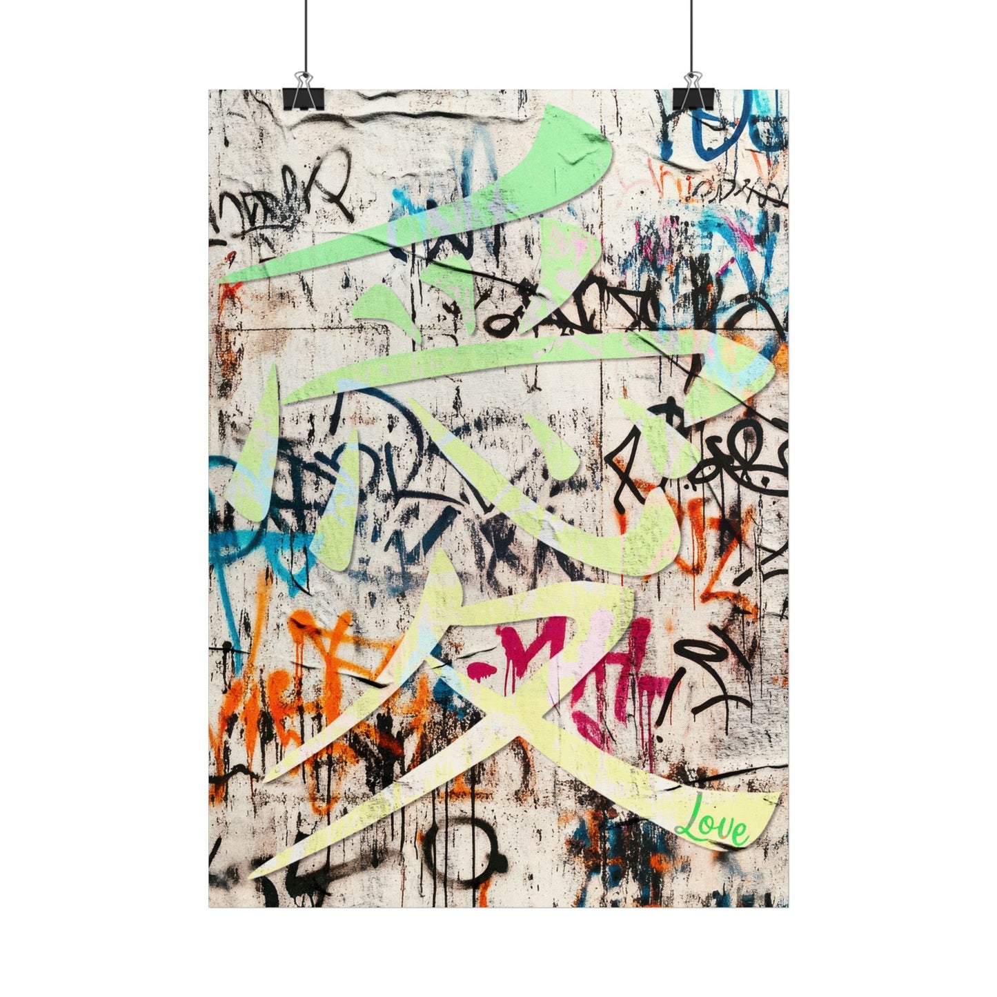 Graffiti Art Poster - Vibrant 'Kanji Love' Wall Decor