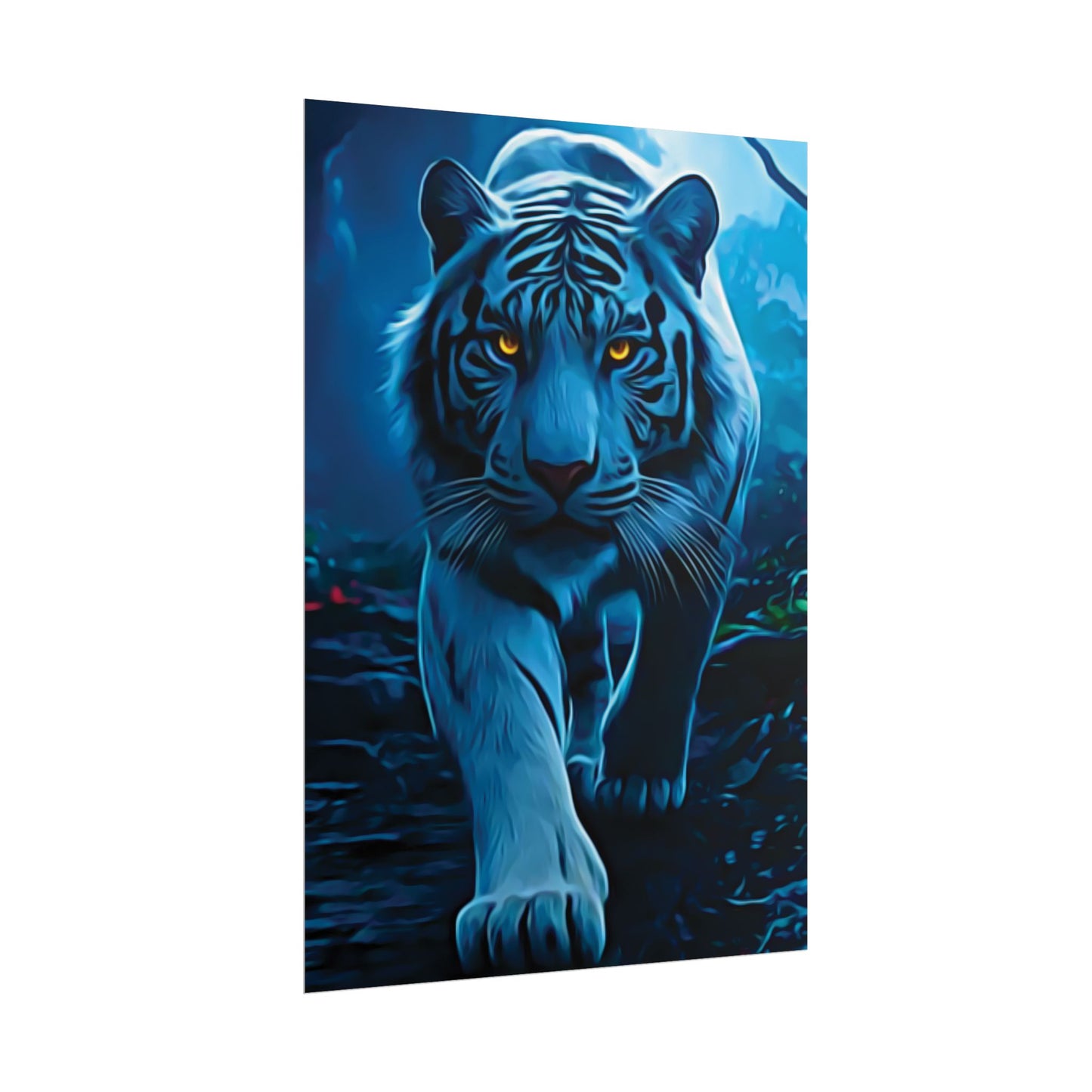 π
Blue Ember: Strength in Stillness, Power in Motion - Majestic Tiger Rolled Poster, Wildlife Decor, Animal Lover Gift, Home Wall Art, Tiger Poster Print