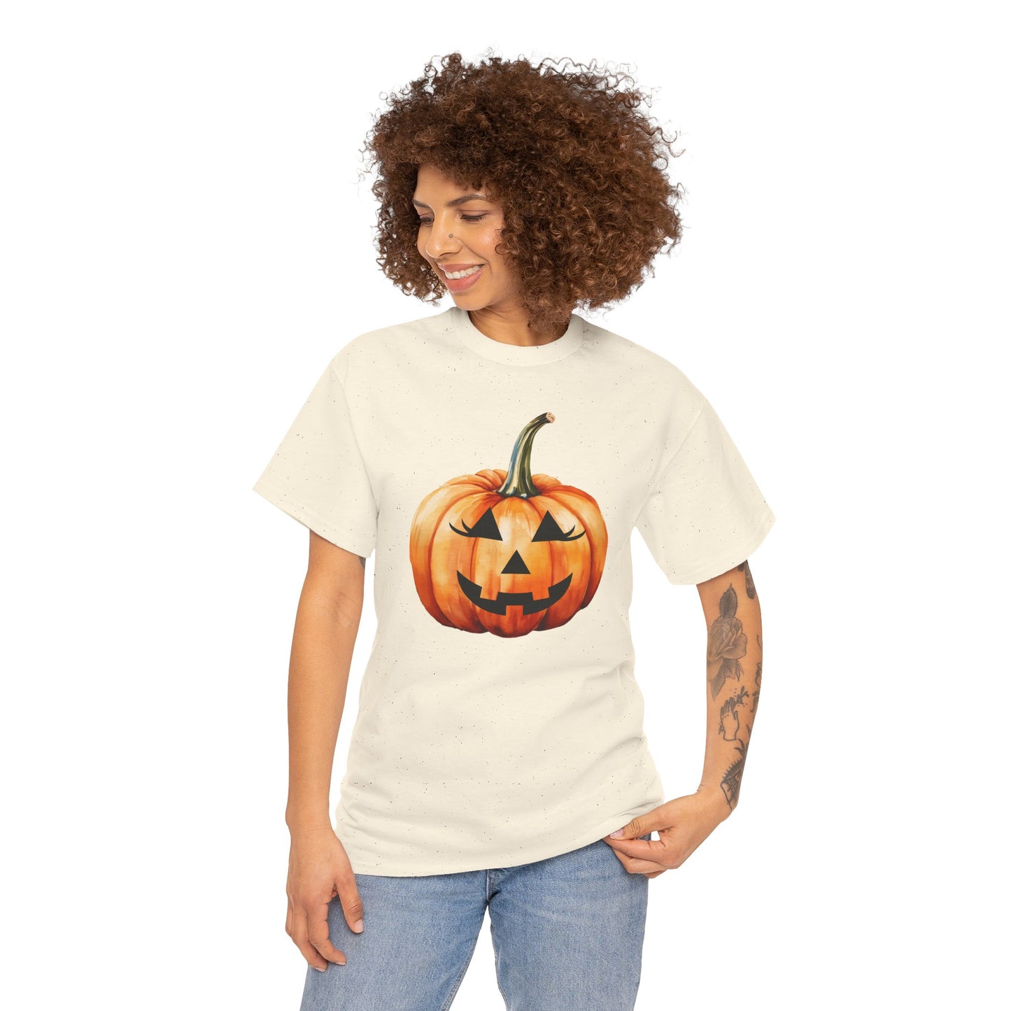 ๐ Embrace Autumn Magic - Pumpkin Bliss Collection for Cozy Season Vibes โจ - Harvest Vibes Pumpkin Cotton Tee | Fall Shirt, Halloween Apparel, Autumn Fashion, Unisex Graphic Tee, Gift for Pumpkin Lovers