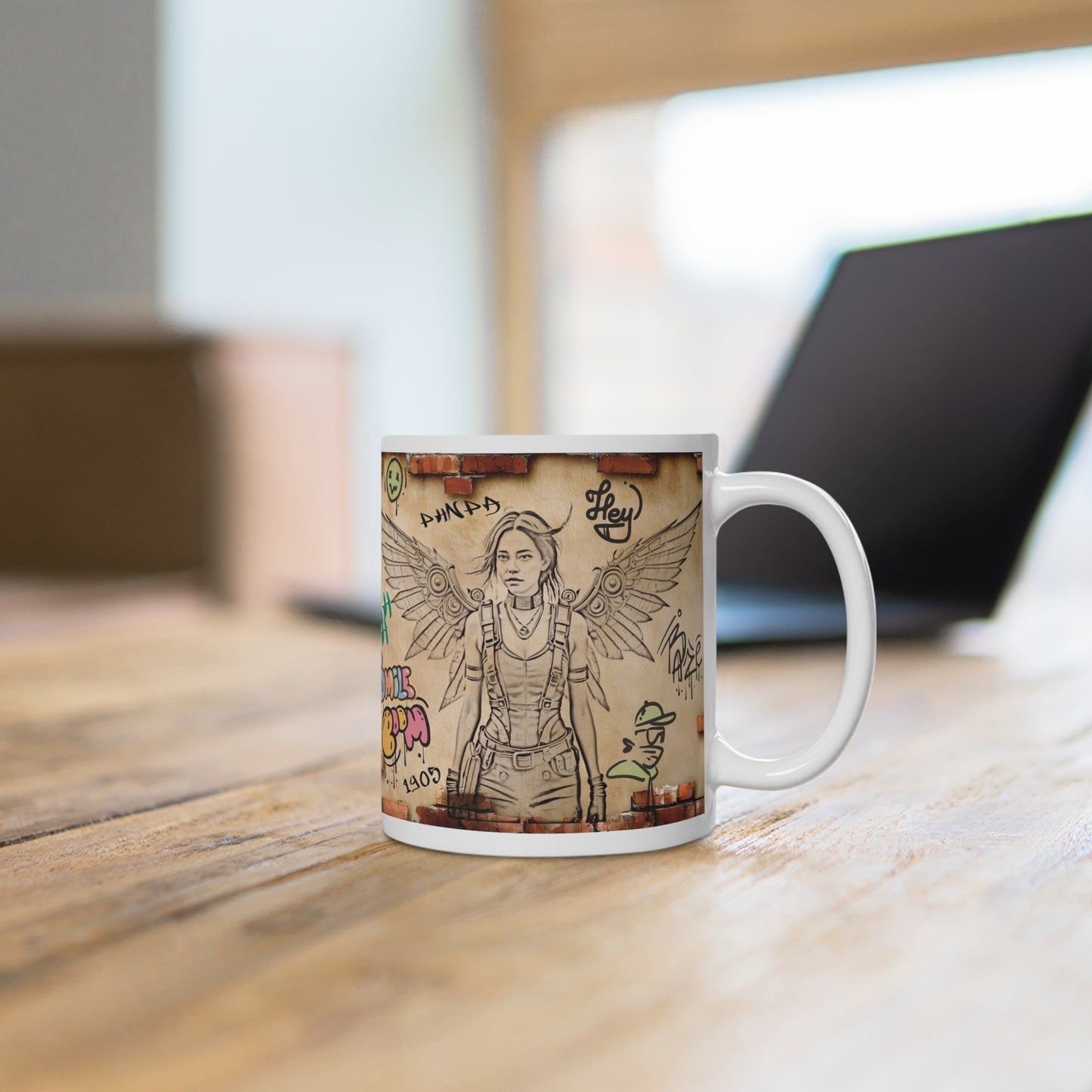 Urban Graffiti Ceramic Mug for Coffee Lovers, Art-Inspired Gift, Street Style Drinkware, Unique Mug for Home or Office, Creative Artwork Mug