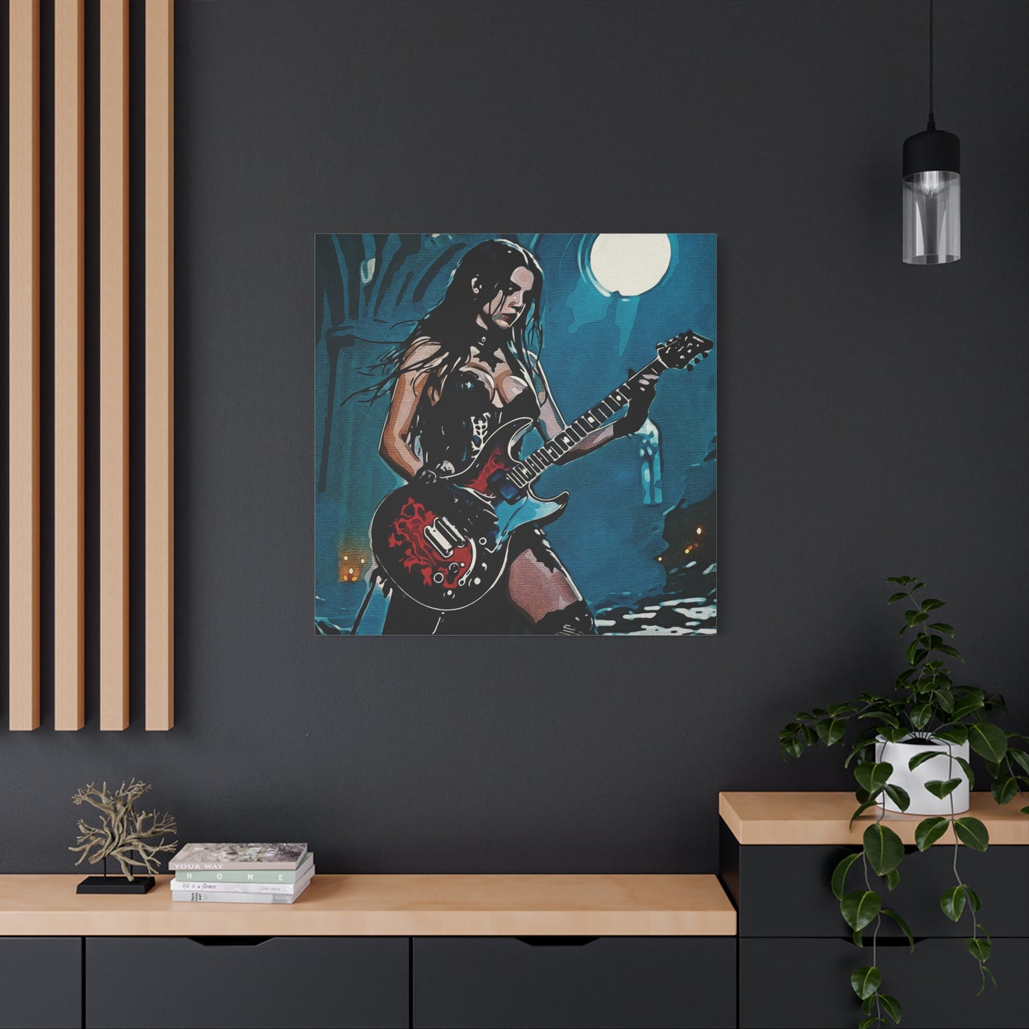 Midnight Riff: Power, Passion, and Gothic Pulse - Gothic Rocker Canvas Art, Edgy Wall Decor, Music Lover Gift, Unique Home Accent, Studio Wall Art