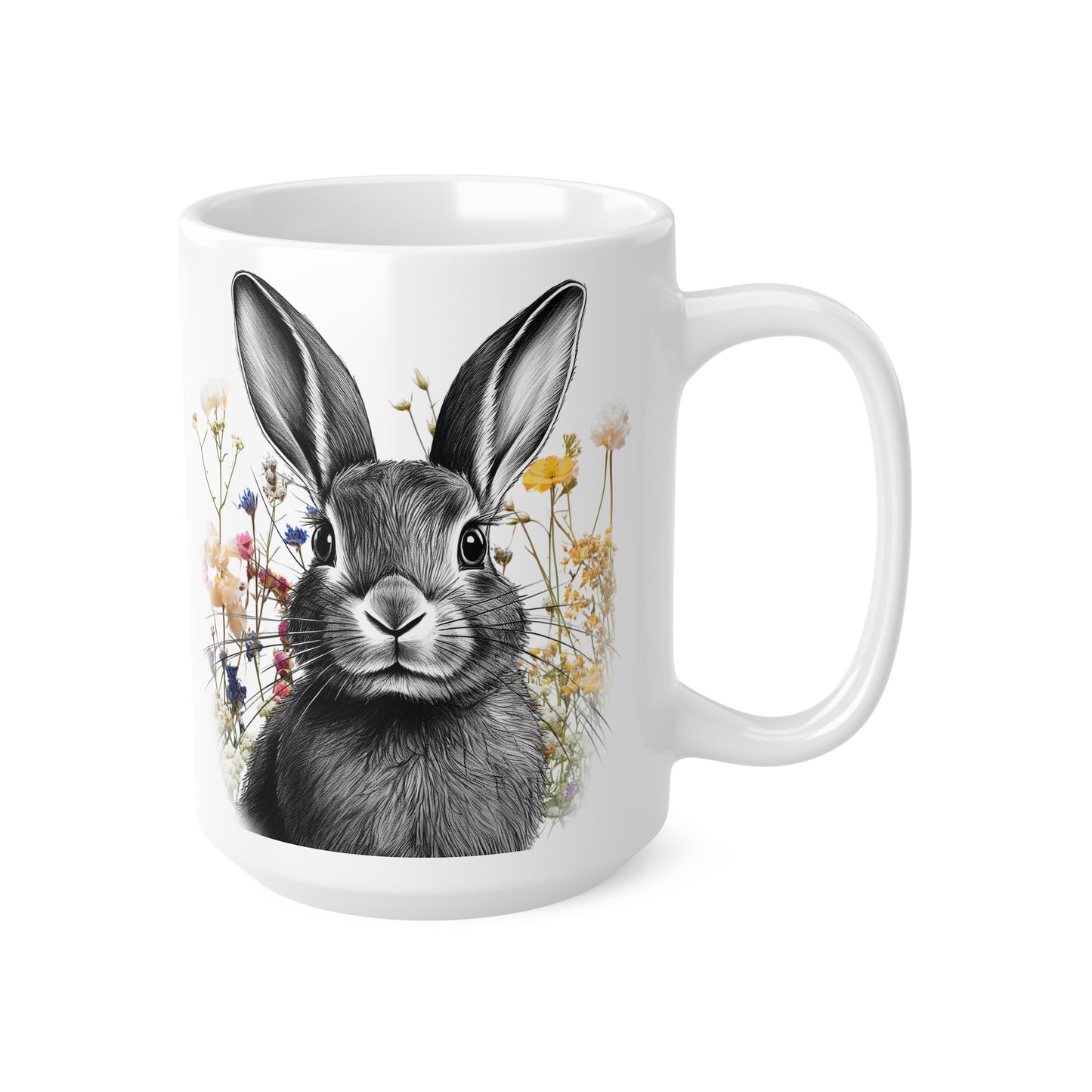 Easter Bunny in a Meadow Mug - Coffee Cup 11oz/15oz