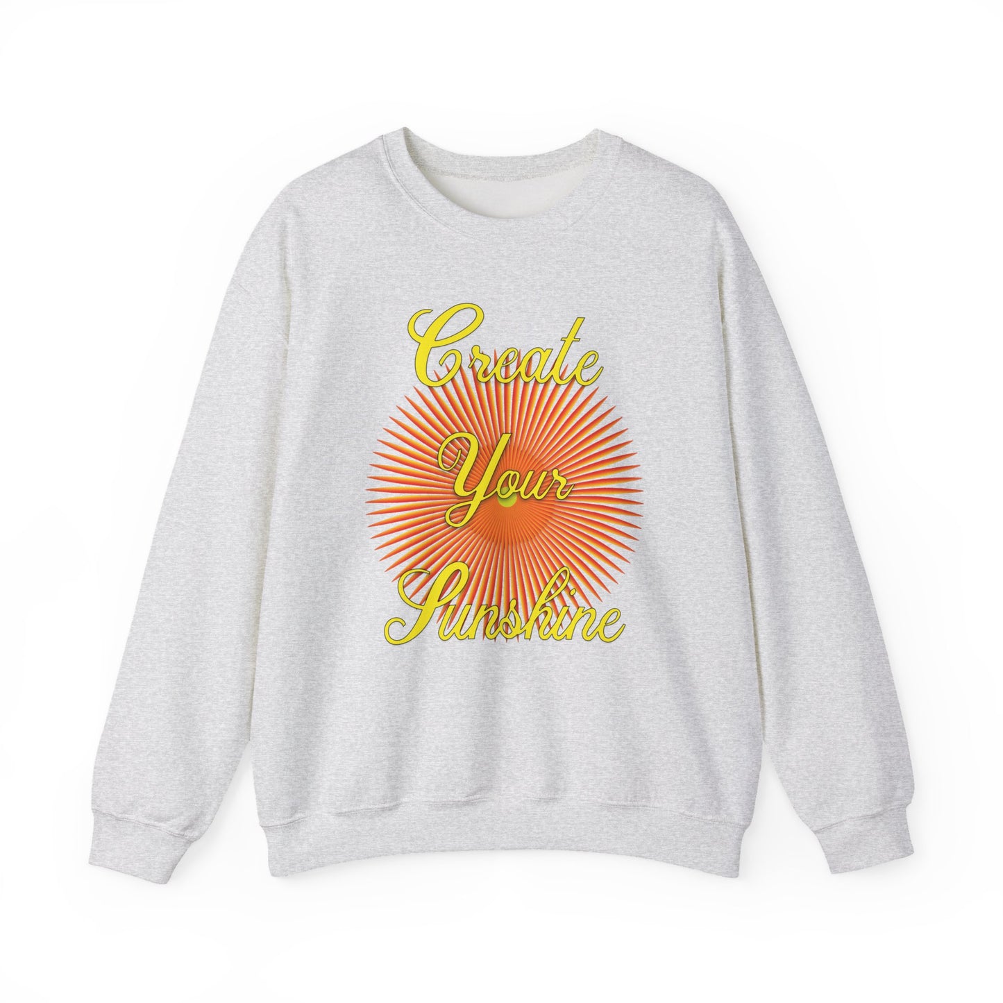 Shine Boldly β Create Your Own Sunshine in Every Step βοΈπ - Sunshine Crewneck Sweatshirt - Cozy Gift for Dreamers, Unisex Pullover, Inspirational Apparel, Life Celebration, Positive Vibes