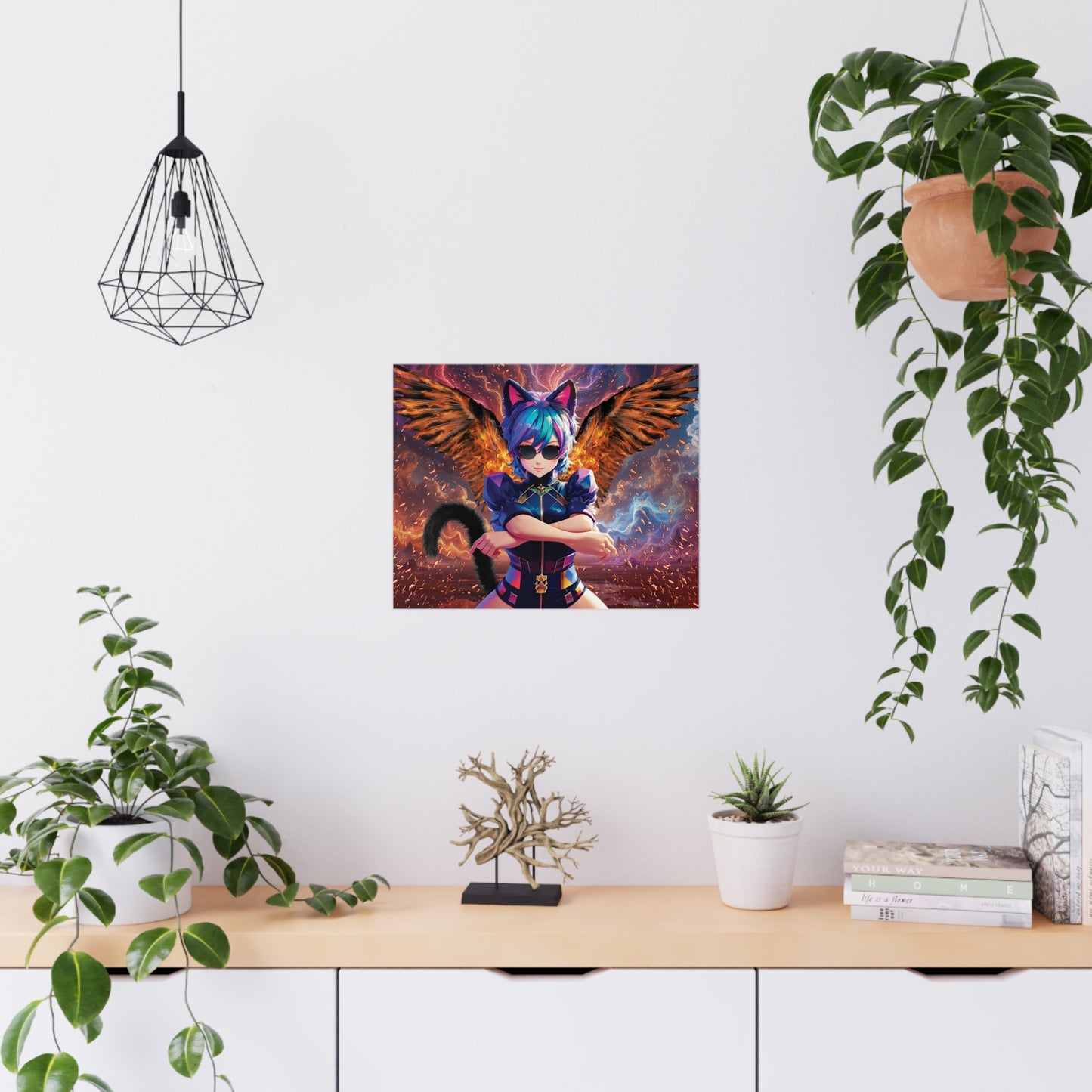 Poster Print: Celestial Firestarter - Frost & Flame Fantasy Art