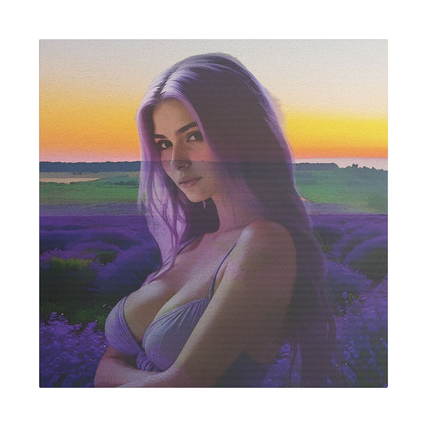 "Beautiful Lavender" – Dreamy Sunset Muse in Lavender Field Canvas Art