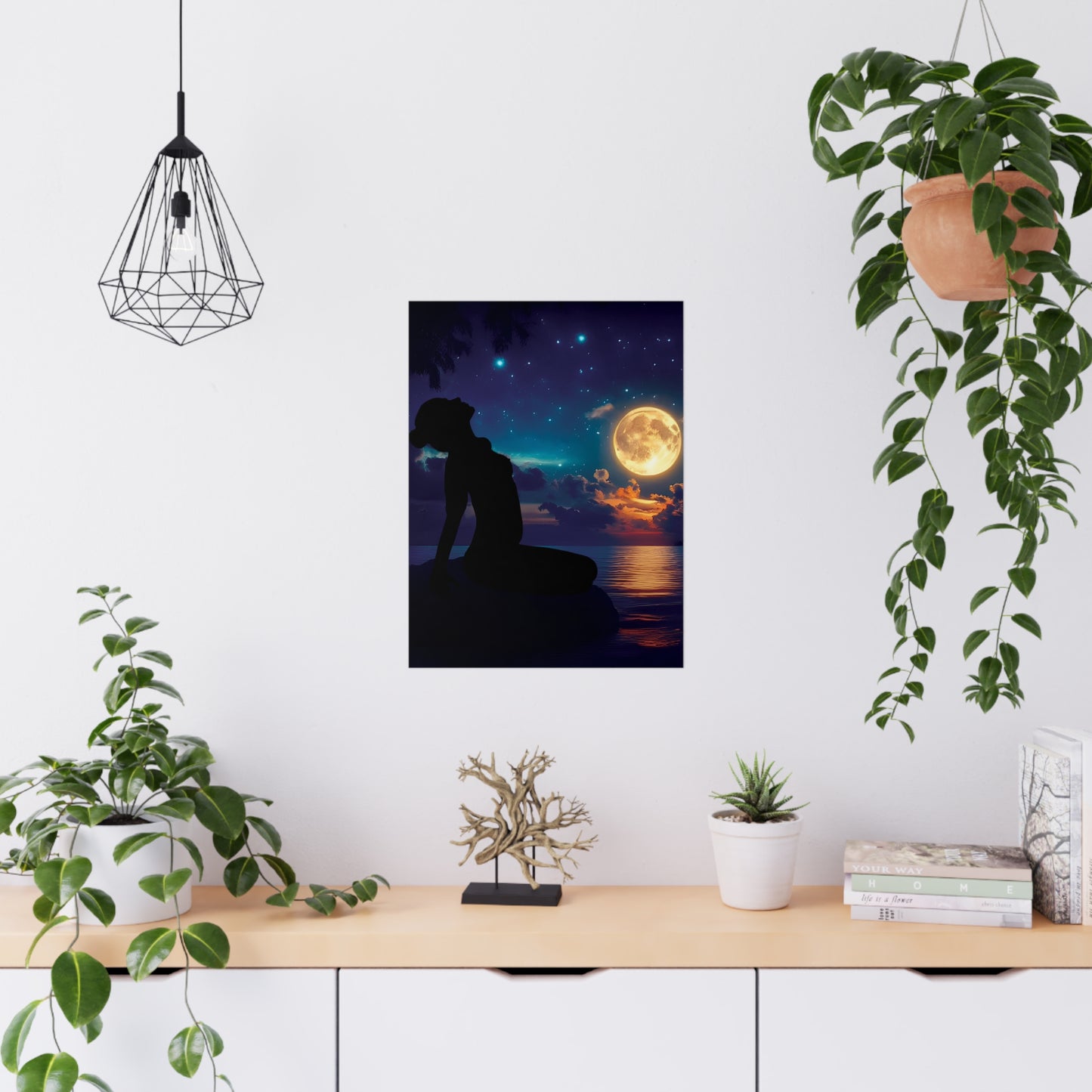 Moonlight Reflections – Serenity in Every Shadow 🌕✨ - Dreamy Night Sky Matte Poster, Celestial Wall Art, Relaxing Home Decor, Gift for Art Lovers, Boho Room Decor
