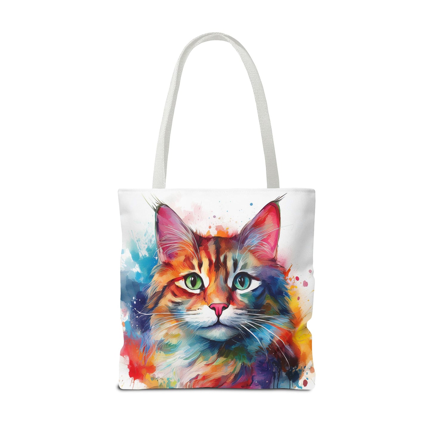 Colorful Tri-Color Cat Tote Bag: Pawsitive Vibes
