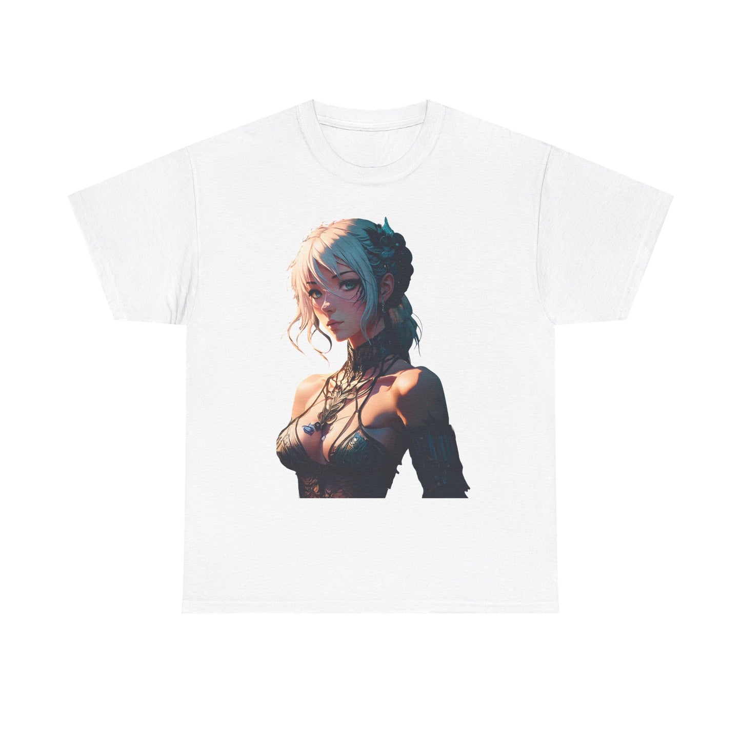 Mystical Anime Forest Princess Portrait - Stylish Graphic Tee with Fantasy Design, Casual Wear, Anime Gift, Comfortable T-Shirt, Art Tee for Everyday Fashion