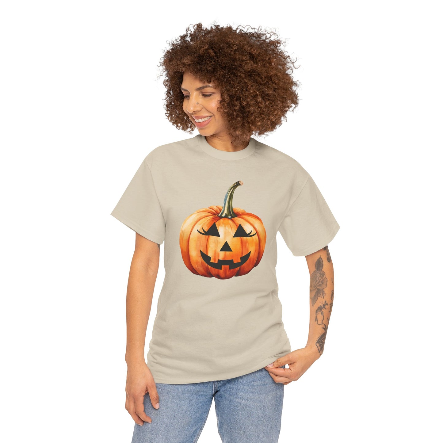 ๐ Embrace Autumn Magic - Pumpkin Bliss Collection for Cozy Season Vibes โจ - Harvest Vibes Pumpkin Cotton Tee | Fall Shirt, Halloween Apparel, Autumn Fashion, Unisex Graphic Tee, Gift for Pumpkin Lovers
