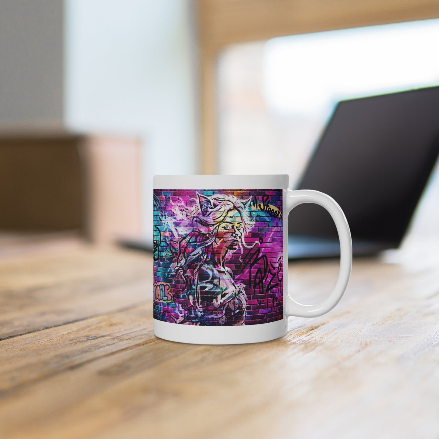Urban Art Ceramic Mug - Graffiti Design with 'Smile'