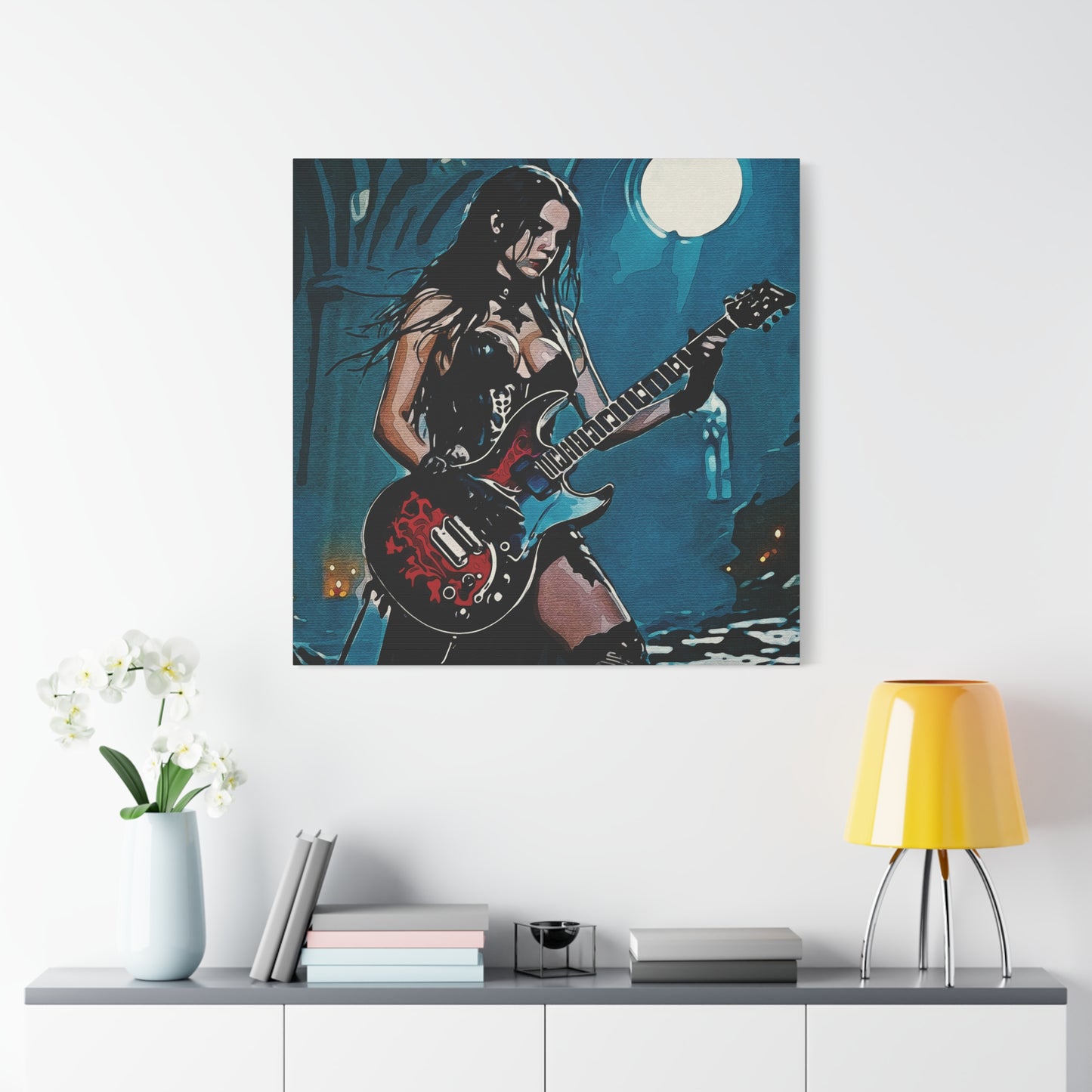 Midnight Riff: Power, Passion, and Gothic Pulse - Gothic Rocker Canvas Art, Edgy Wall Decor, Music Lover Gift, Unique Home Accent, Studio Wall Art
