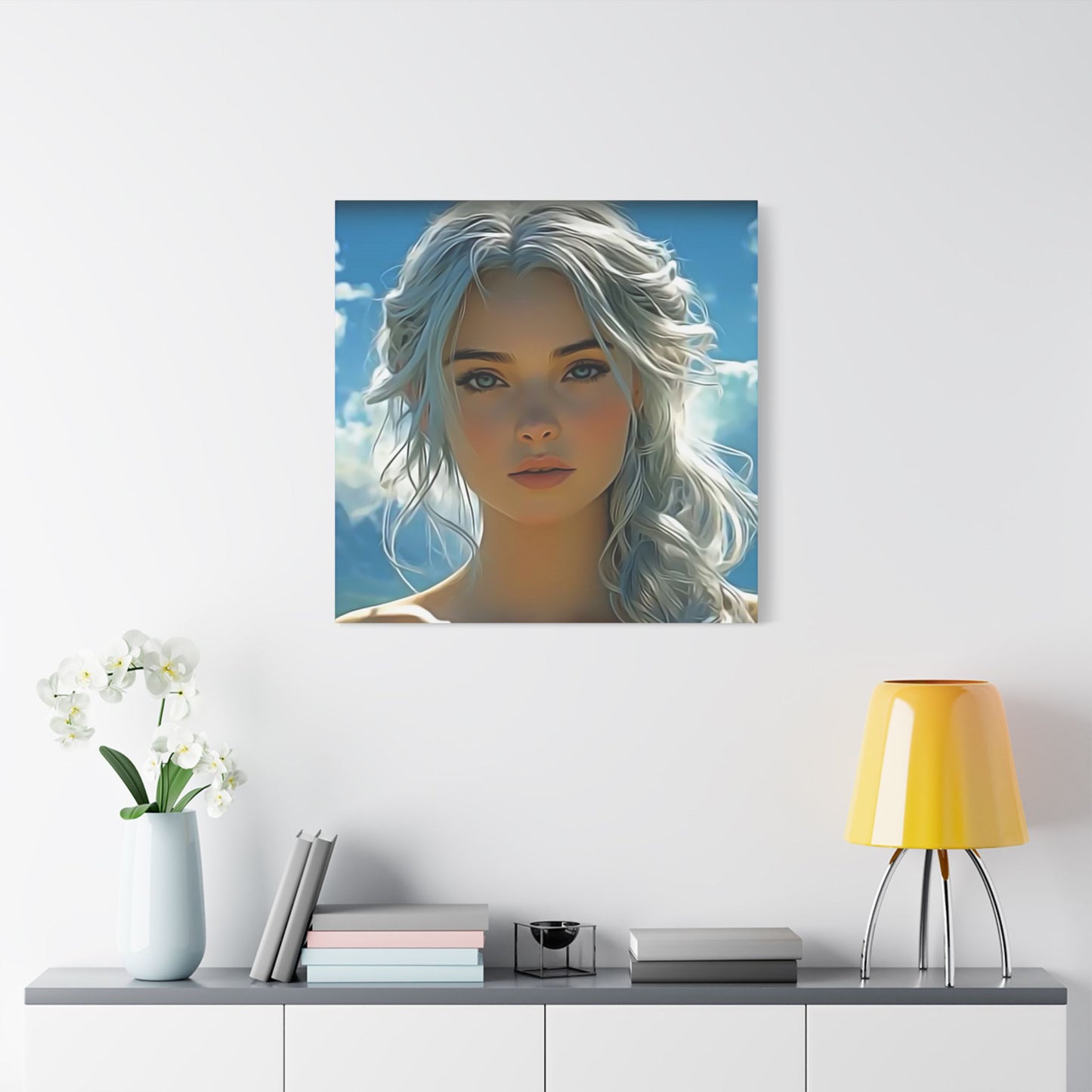 Radiance Within: The Calm Power of Beauty - Stretched Satin Canvas Art Print, Ethereal Wall Decor, Modern Home Aesthetic, Inspirational Art, Gift for Art Lovers