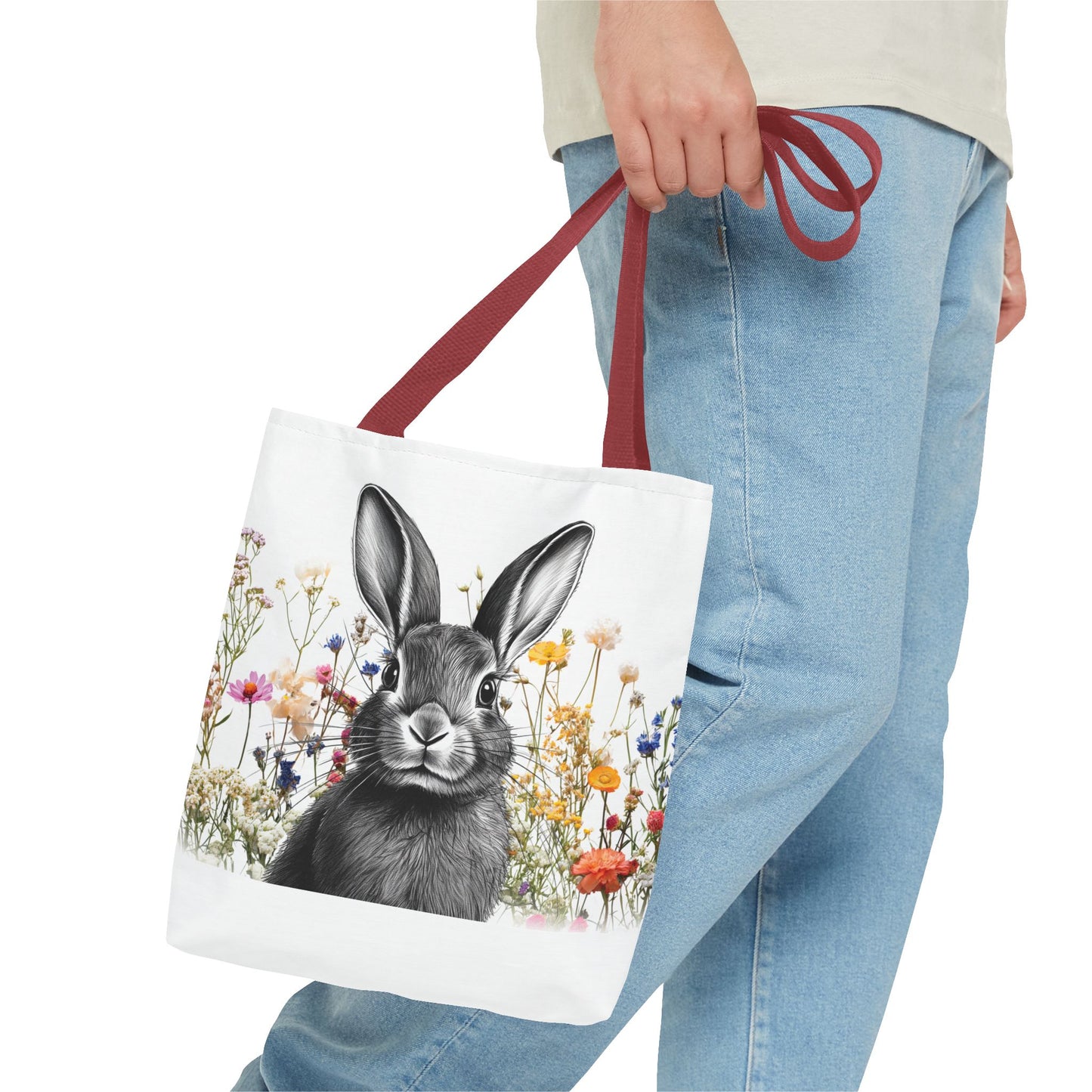 Easter Tote Bag - Easter Bunny in a Meadow