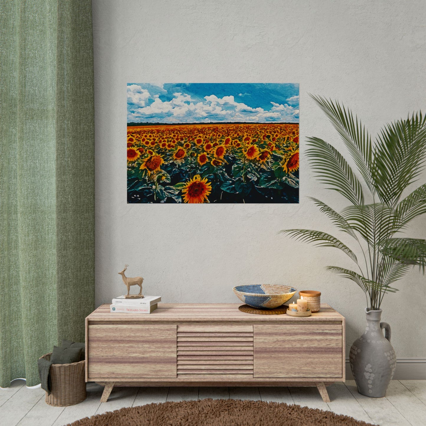 Sunflower Field Rolled Poster - Vibrant Nature Wall Art Decor