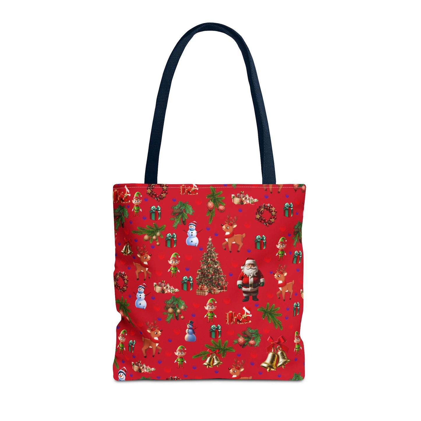 Festive Holiday Tote Bag - Santa, Snowman & Christmas Design