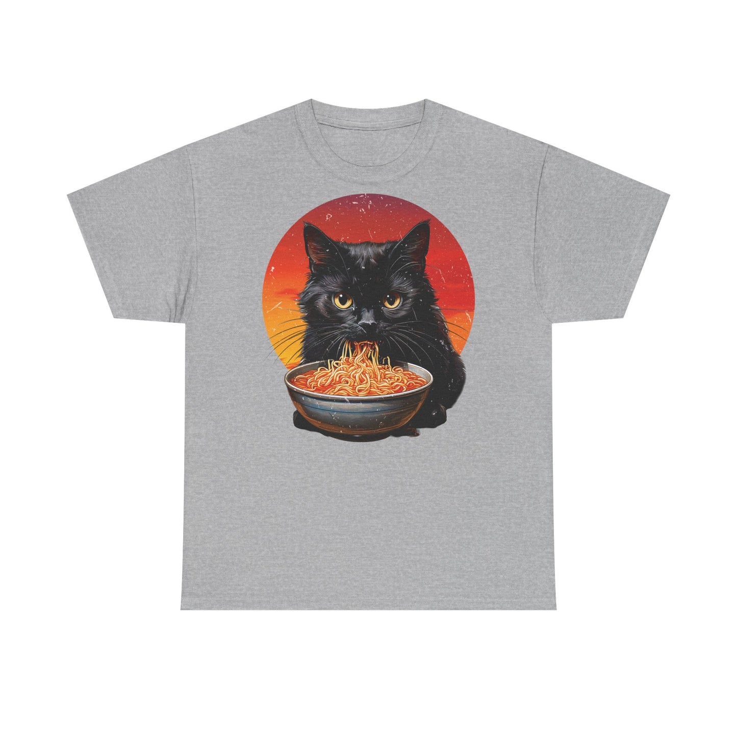 Ramen Cat - Cute Cat with Bowl of Noodles Unisex Heavy Cotton Tee