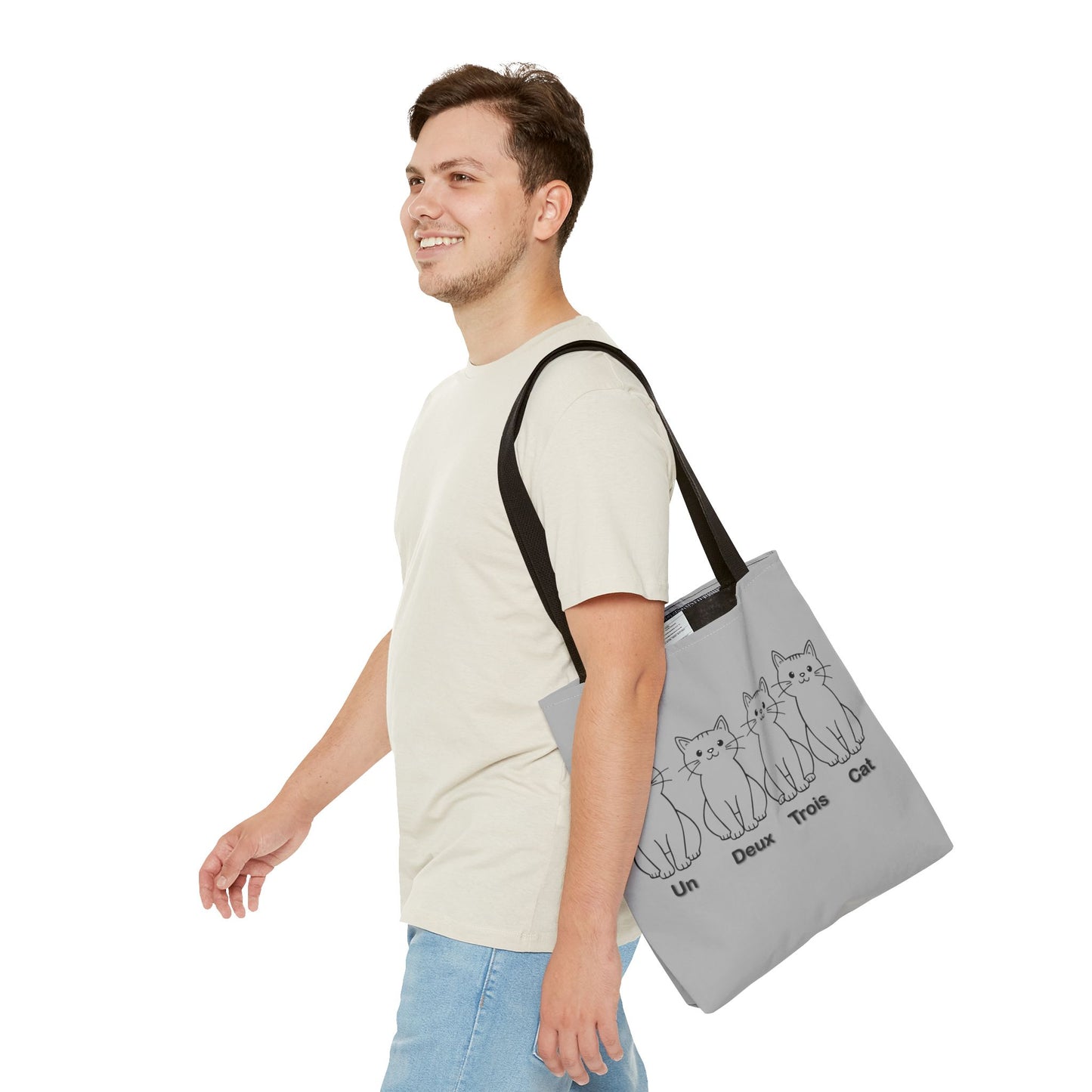 Funny Cat Tote Bag - Un Deux Trois Cat Design - Cute Cat Lover Gift