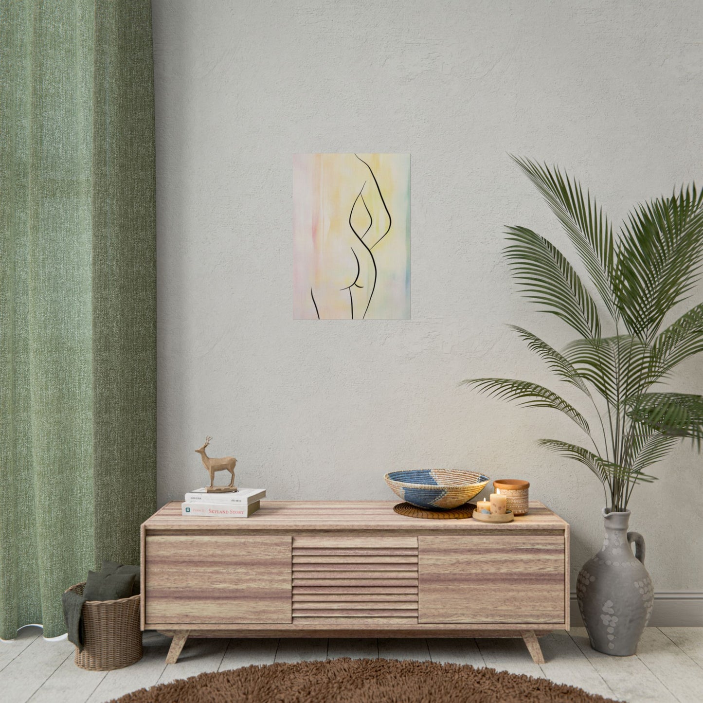 Elegant Abstract Art Rolled Poster - Minimalist Body Line Design for Home Decor