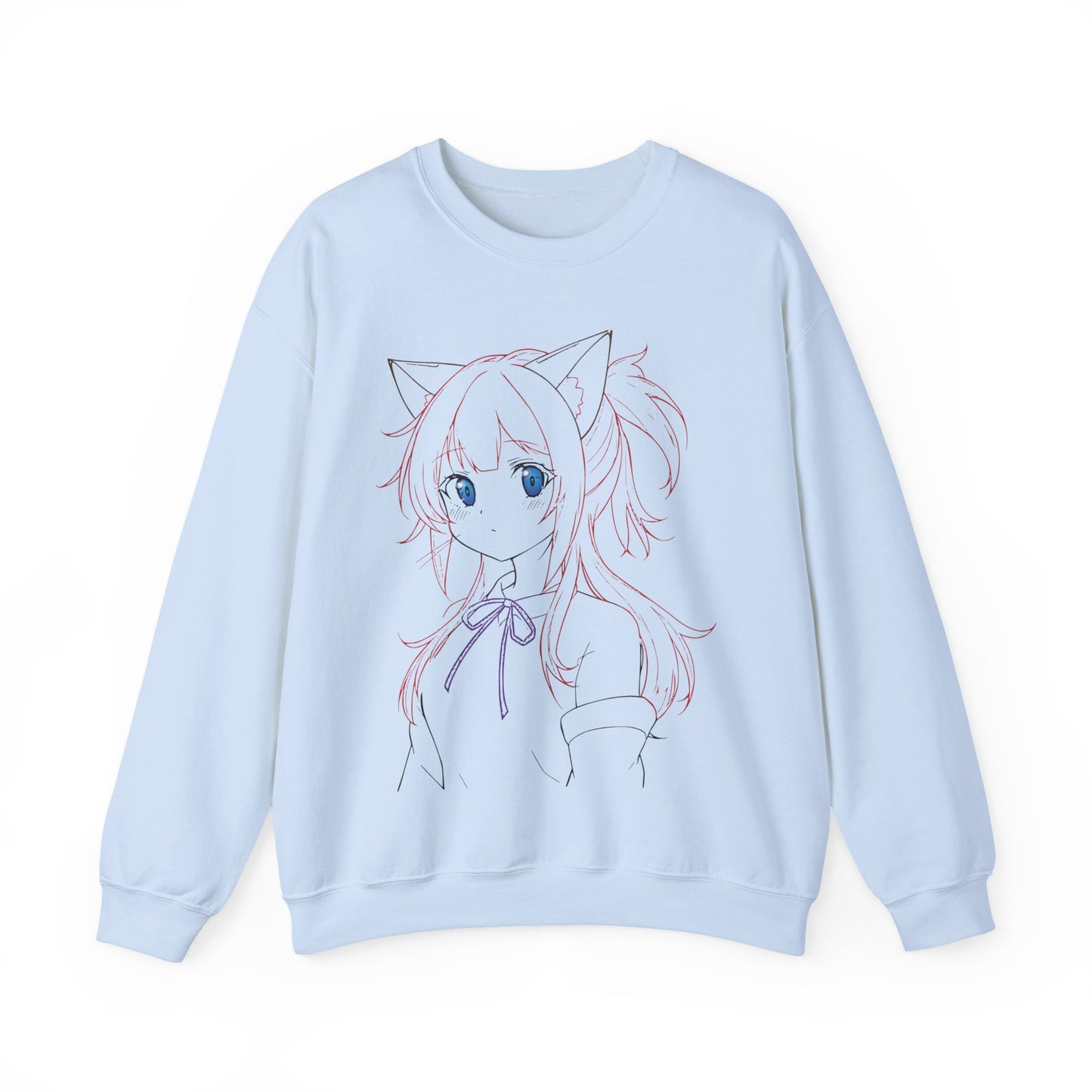 Cute Anime Cat Ears Sweatshirt, Cozy Crewneck for Anime Lovers, Perfect Gift for Birthdays, Casual Outfits, Winter Fashion, Everyday Wear