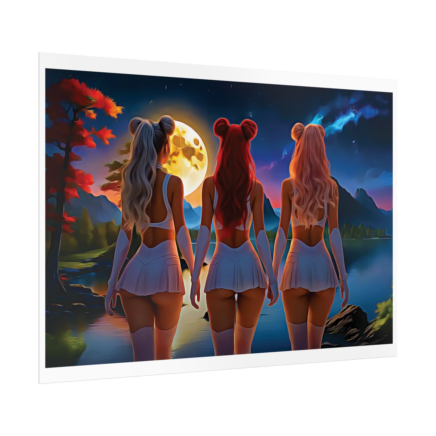 π Moon Sisters: Unity in Light, Magic in Motion - Vibrant Art Rolled Posters, Aesthetic Wall Decor, Anime Inspired Art, Unique Gift, Home Decor, Bedroom Wall Art, Feminine Aesthetic
